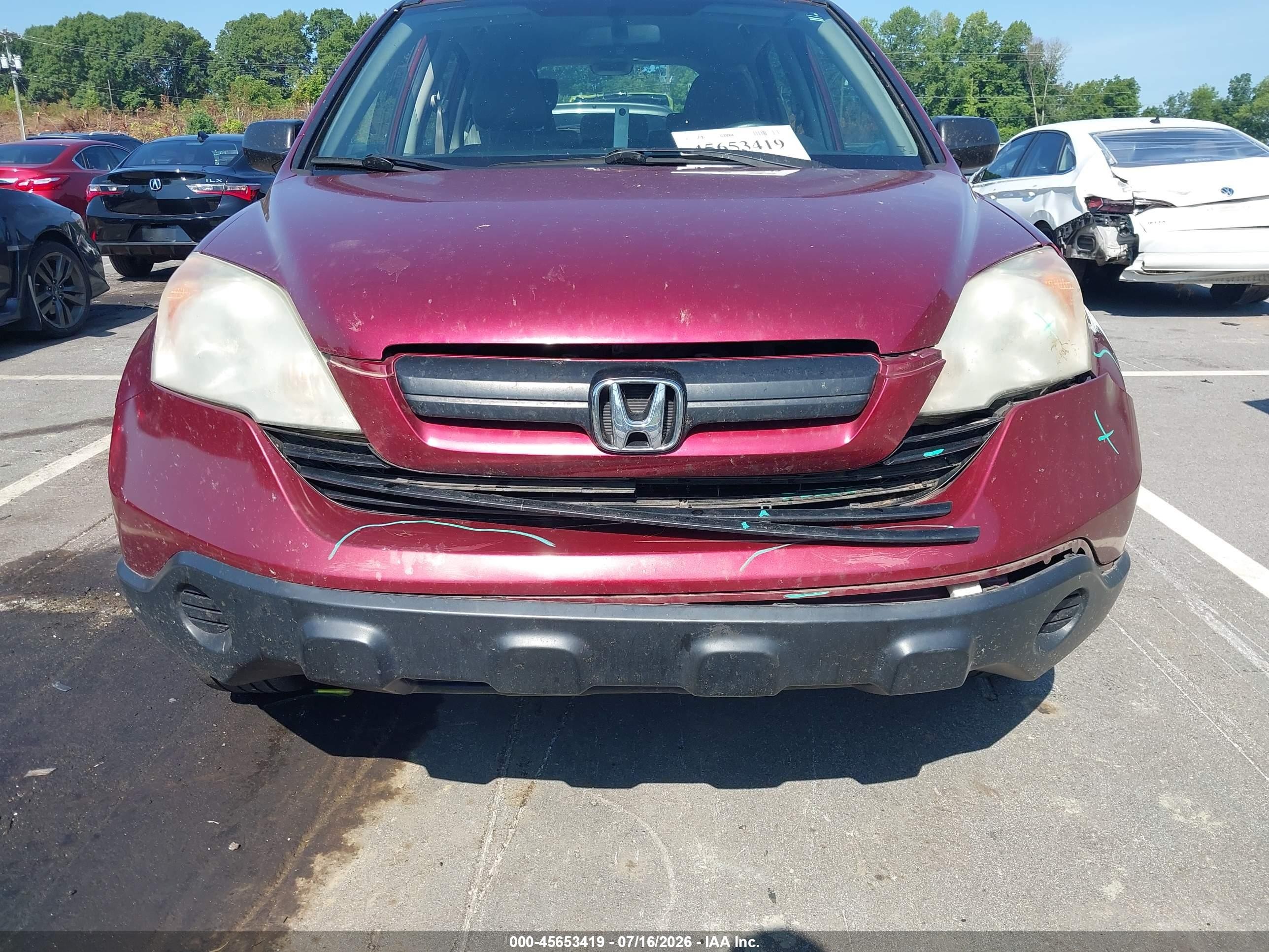 2007 Honda Cr-v Lx Red vin: 5J6RE48397L013833