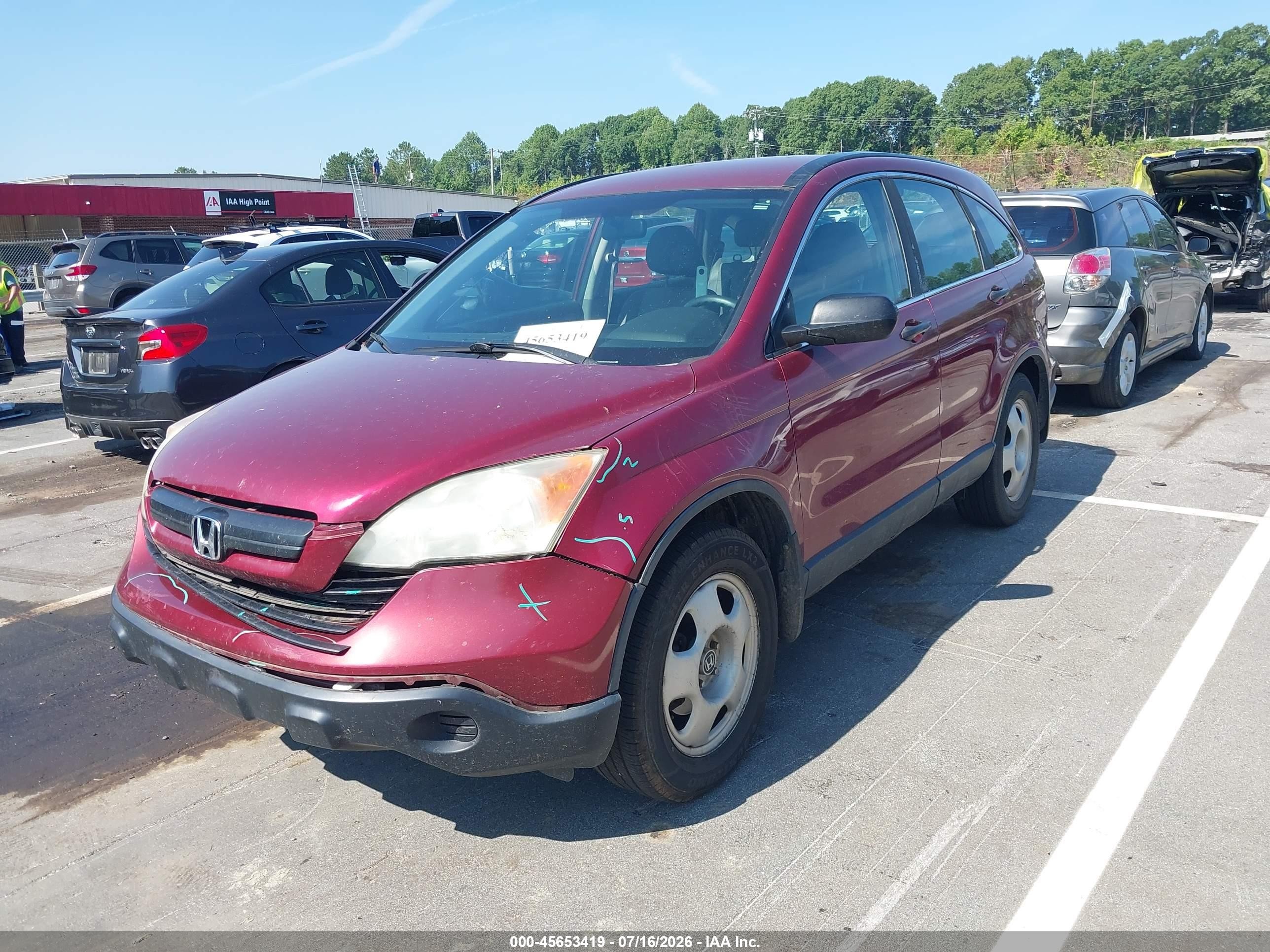 2007 Honda Cr-v Lx Red vin: 5J6RE48397L013833
