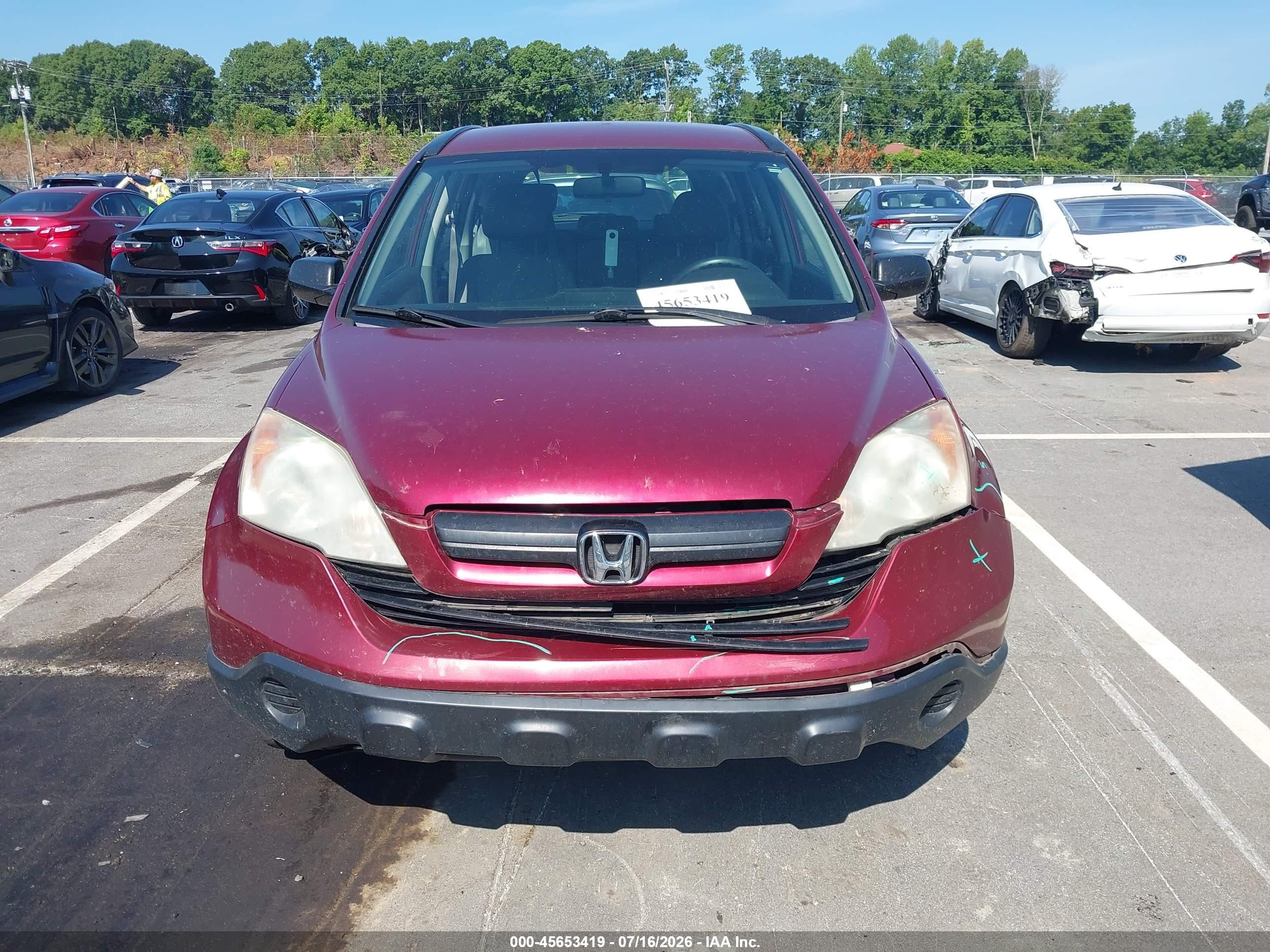 2007 Honda Cr-v Lx Red vin: 5J6RE48397L013833