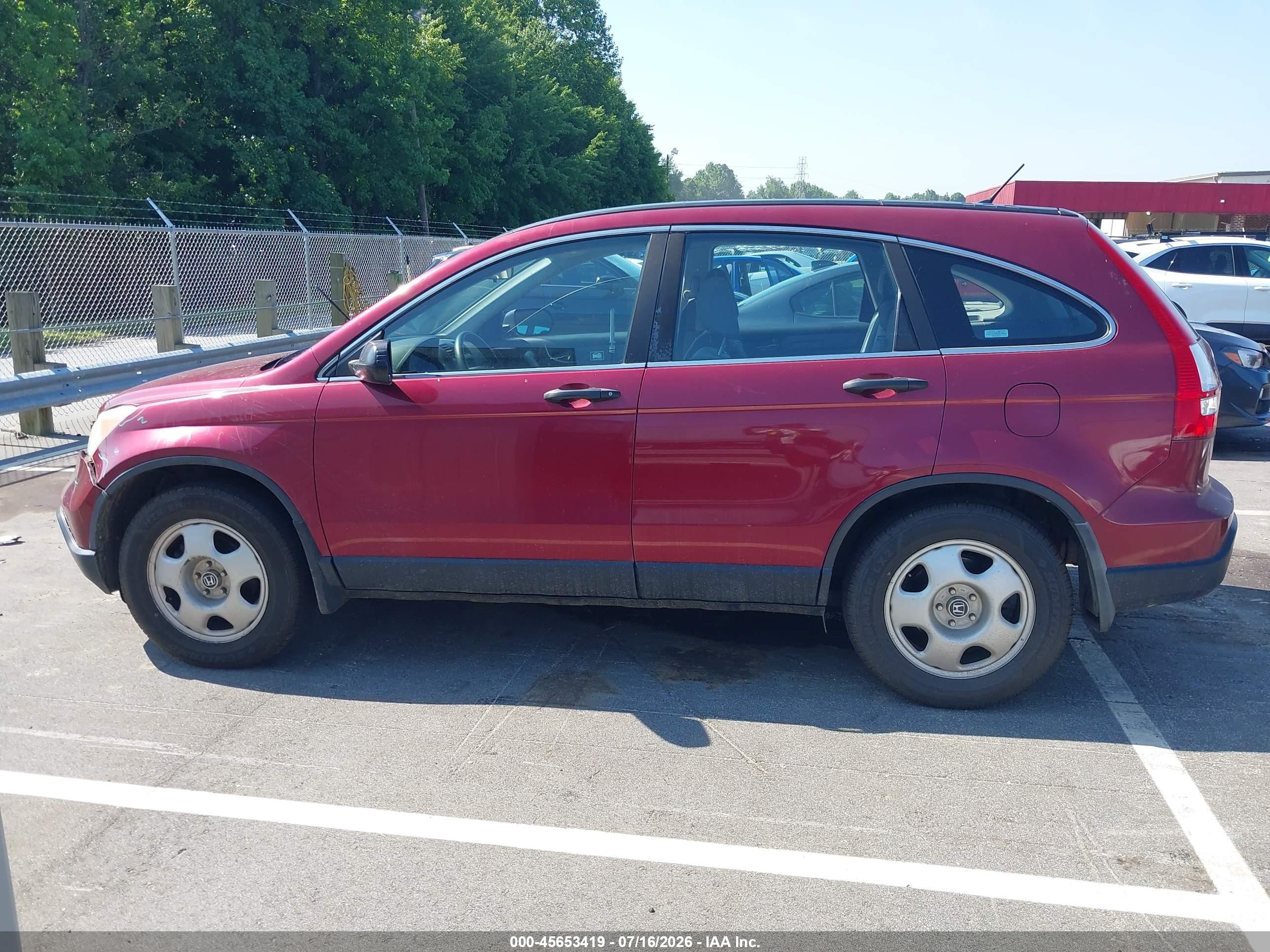 2007 Honda Cr-v Lx Red vin: 5J6RE48397L013833