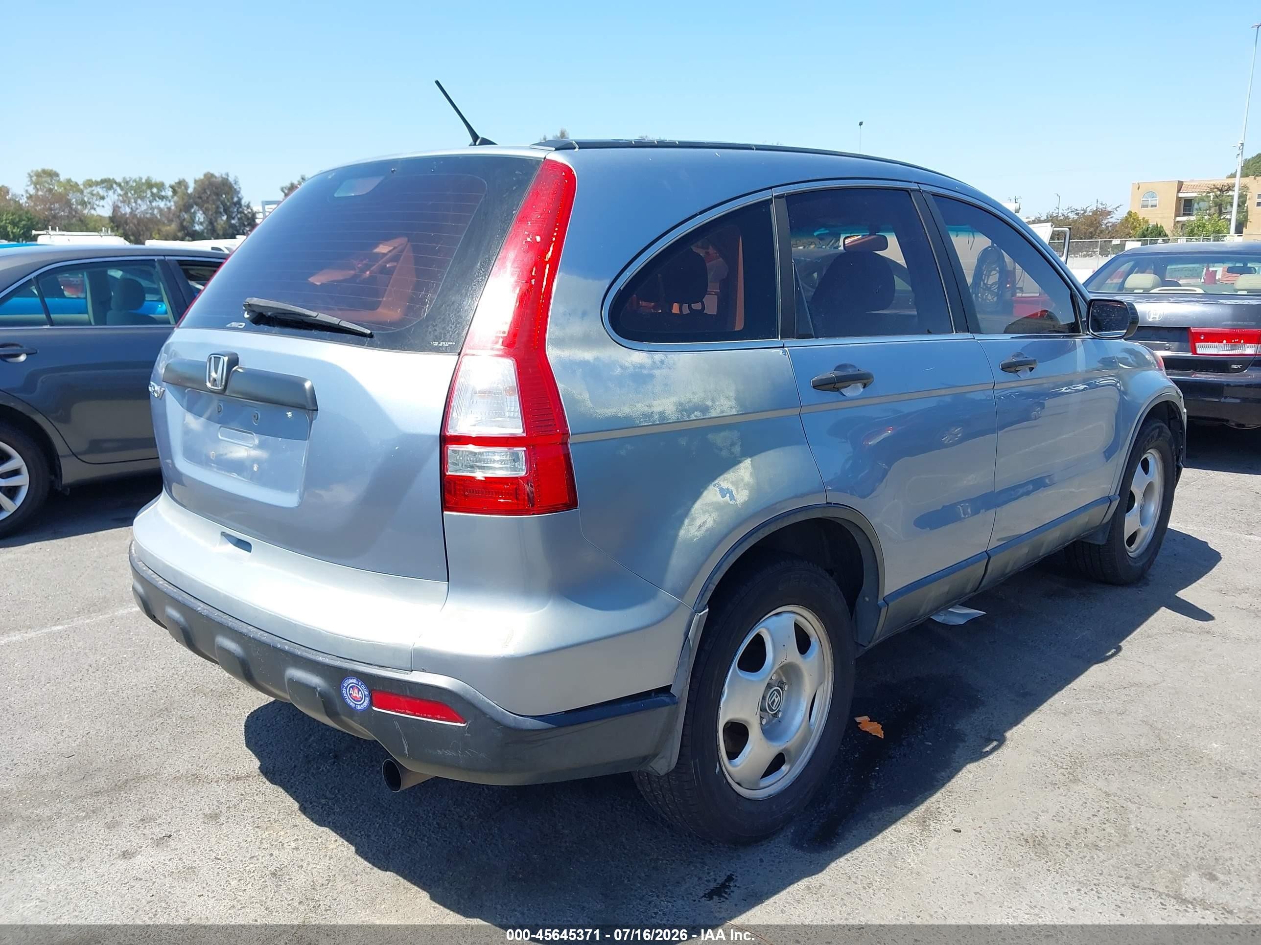 2007 Honda Cr-v Lx Light Blue vin: 5J6RE483X7L019107