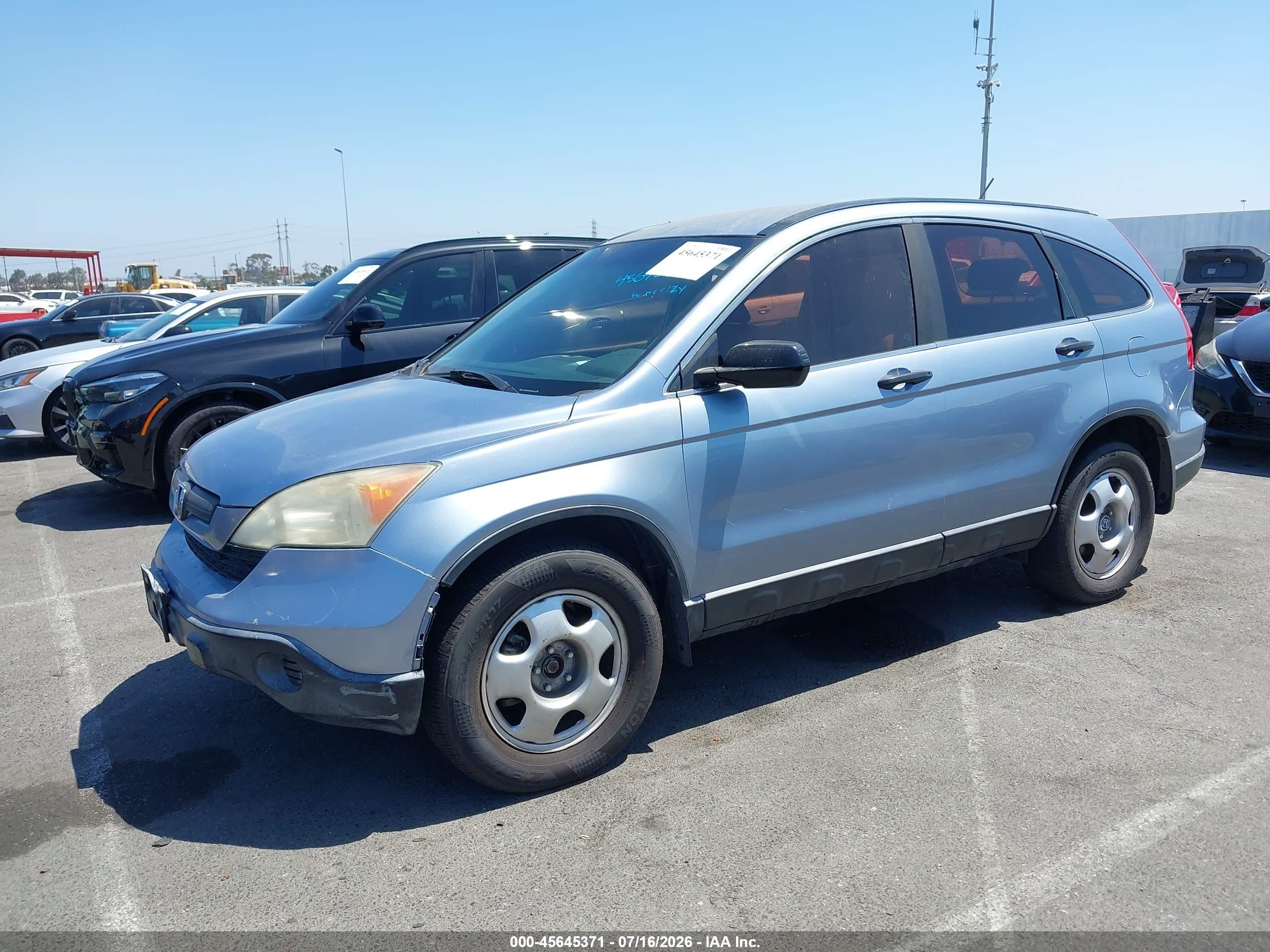 2007 Honda Cr-v Lx Light Blue vin: 5J6RE483X7L019107