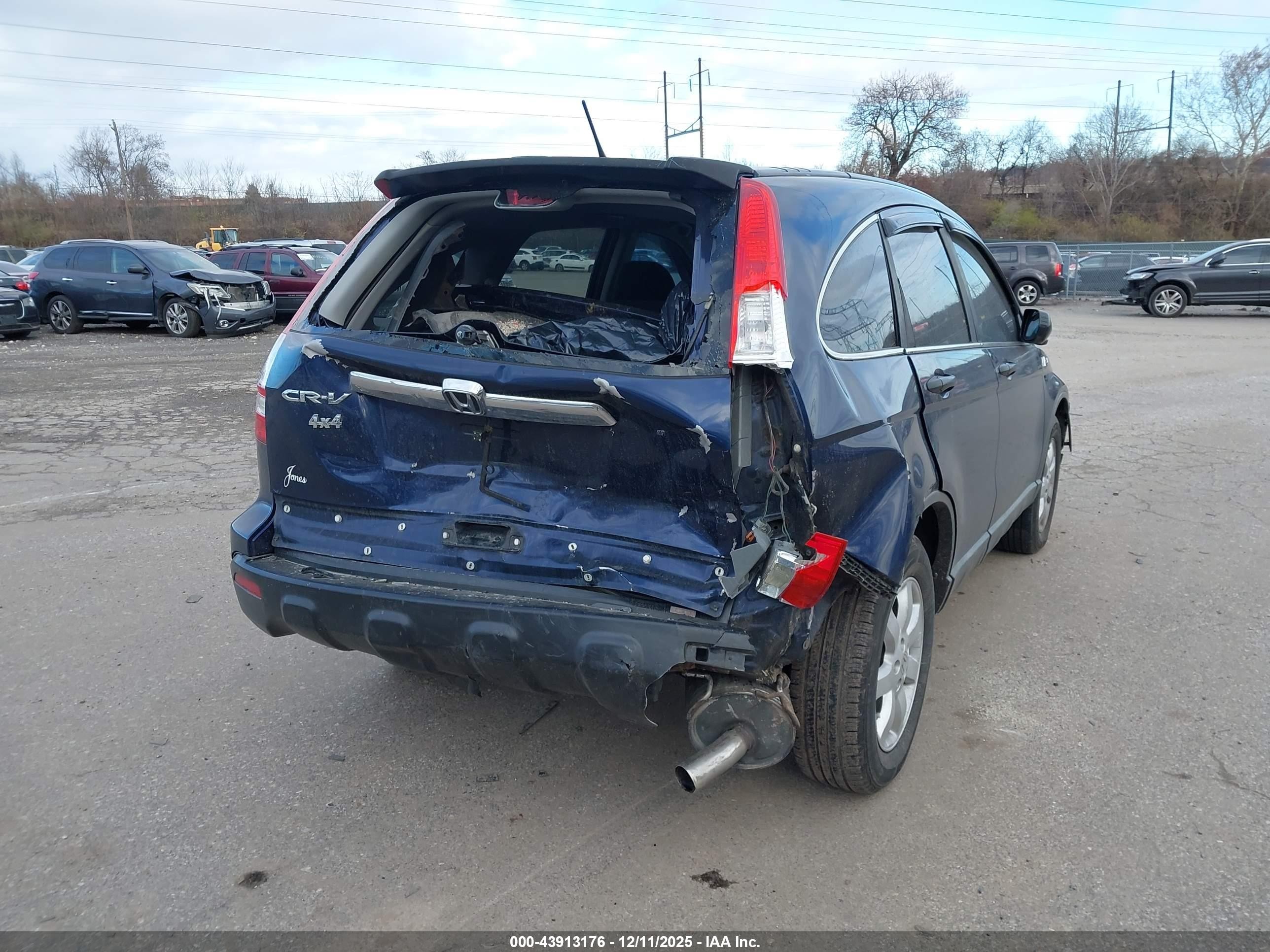 2008 Honda Cr-v Ex Blue vin: 5J6RE48538L024653