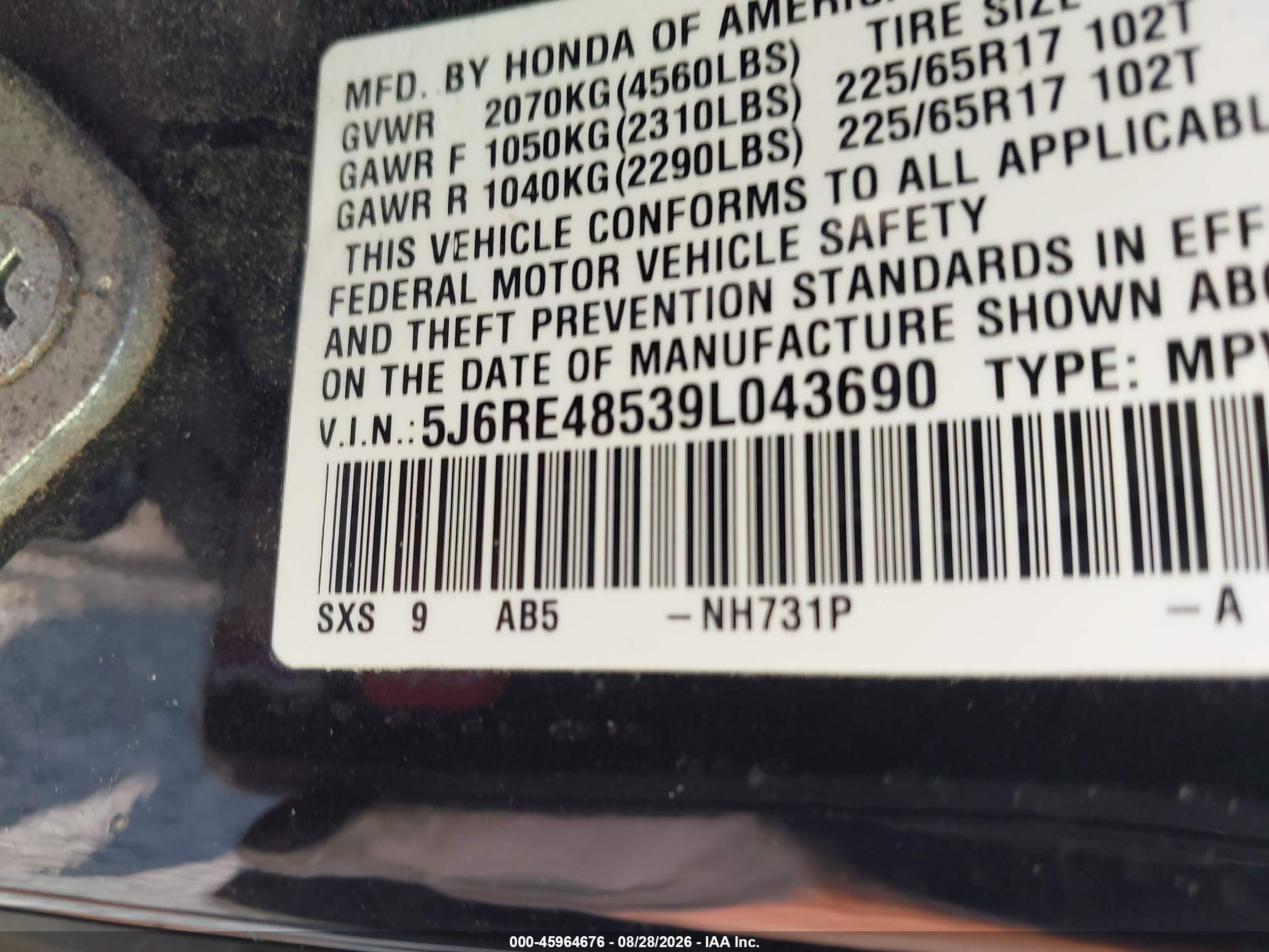 2009 Honda Cr-v Ex Черный vin: 5J6RE48539L043690