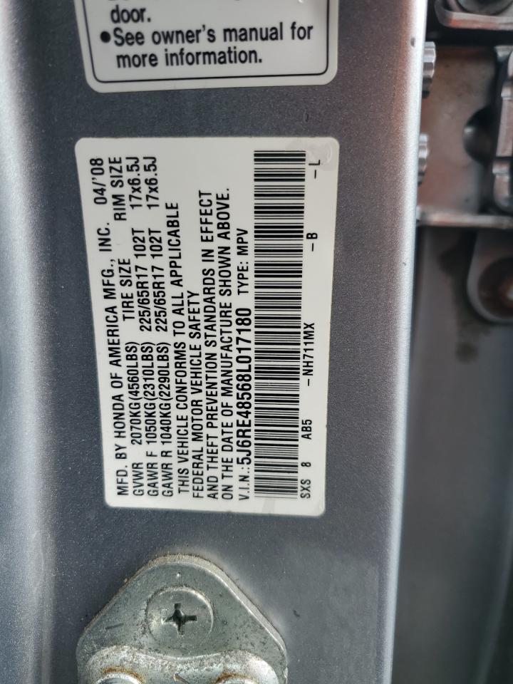 2008 Honda Cr-v Ex Silver vin: 5J6RE48568L017180