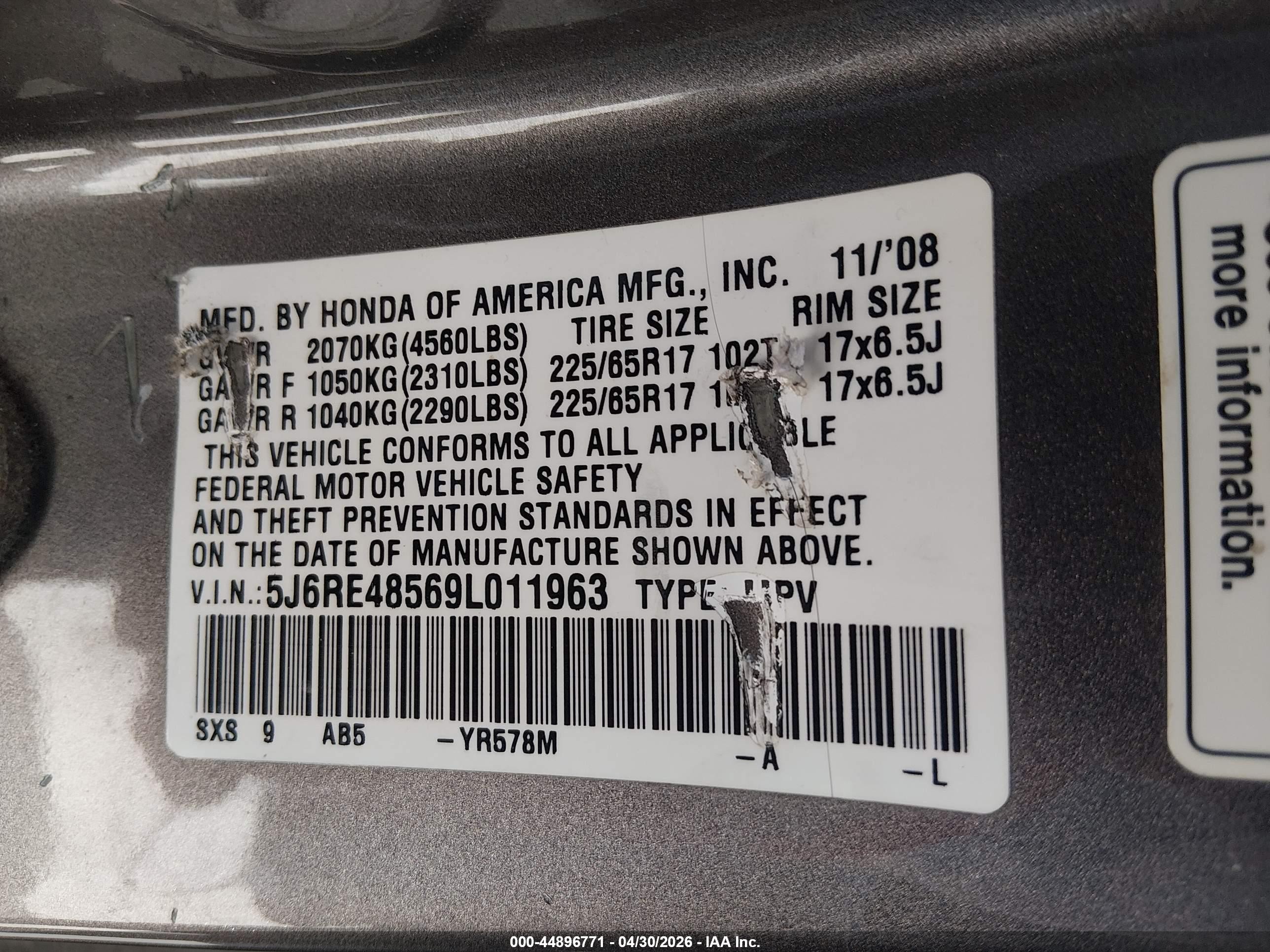 2009 Honda Cr-v Ex Gray vin: 5J6RE48569L011963