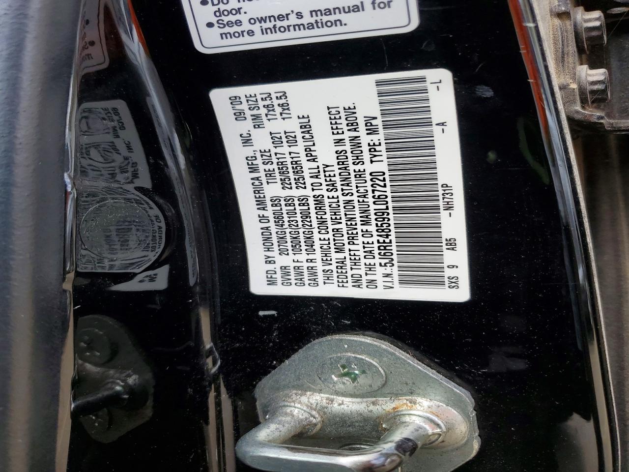 2009 Honda Cr-v Black vin: 5J6RE48599L067220