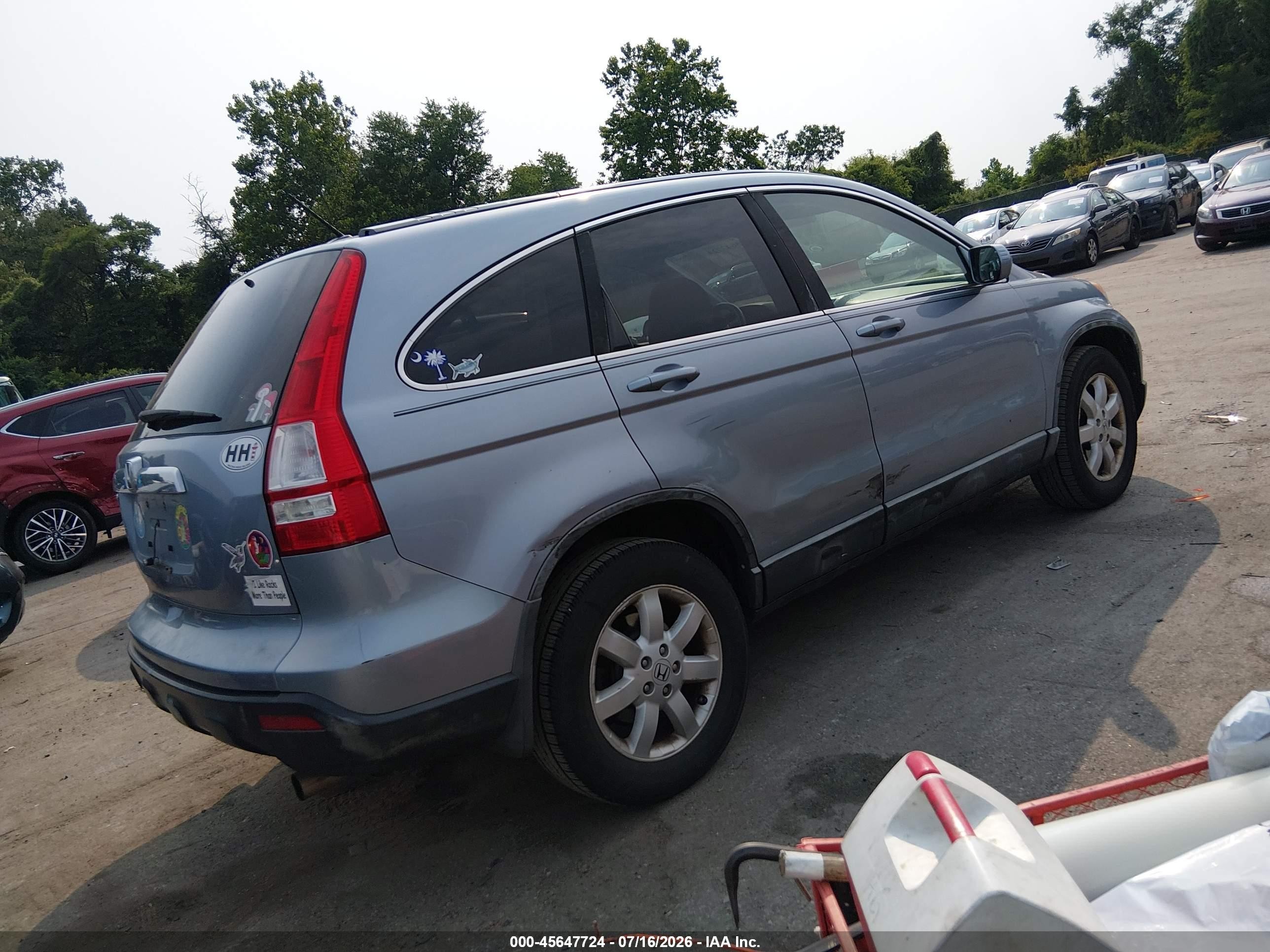 2008 Honda Cr-v Ex-l Light Blue vin: 5J6RE48708L012509