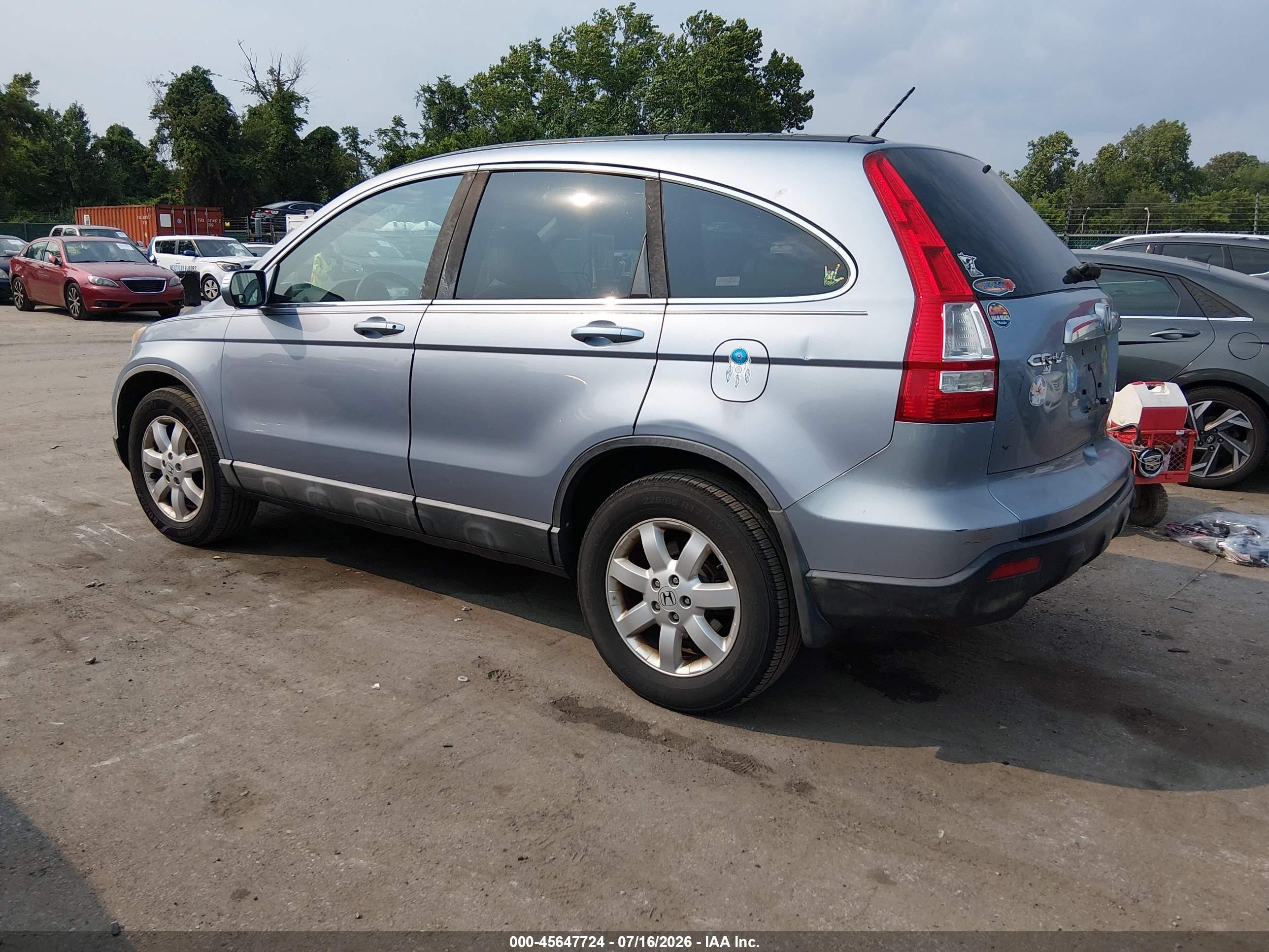 2008 Honda Cr-v Ex-l Light Blue vin: 5J6RE48708L012509