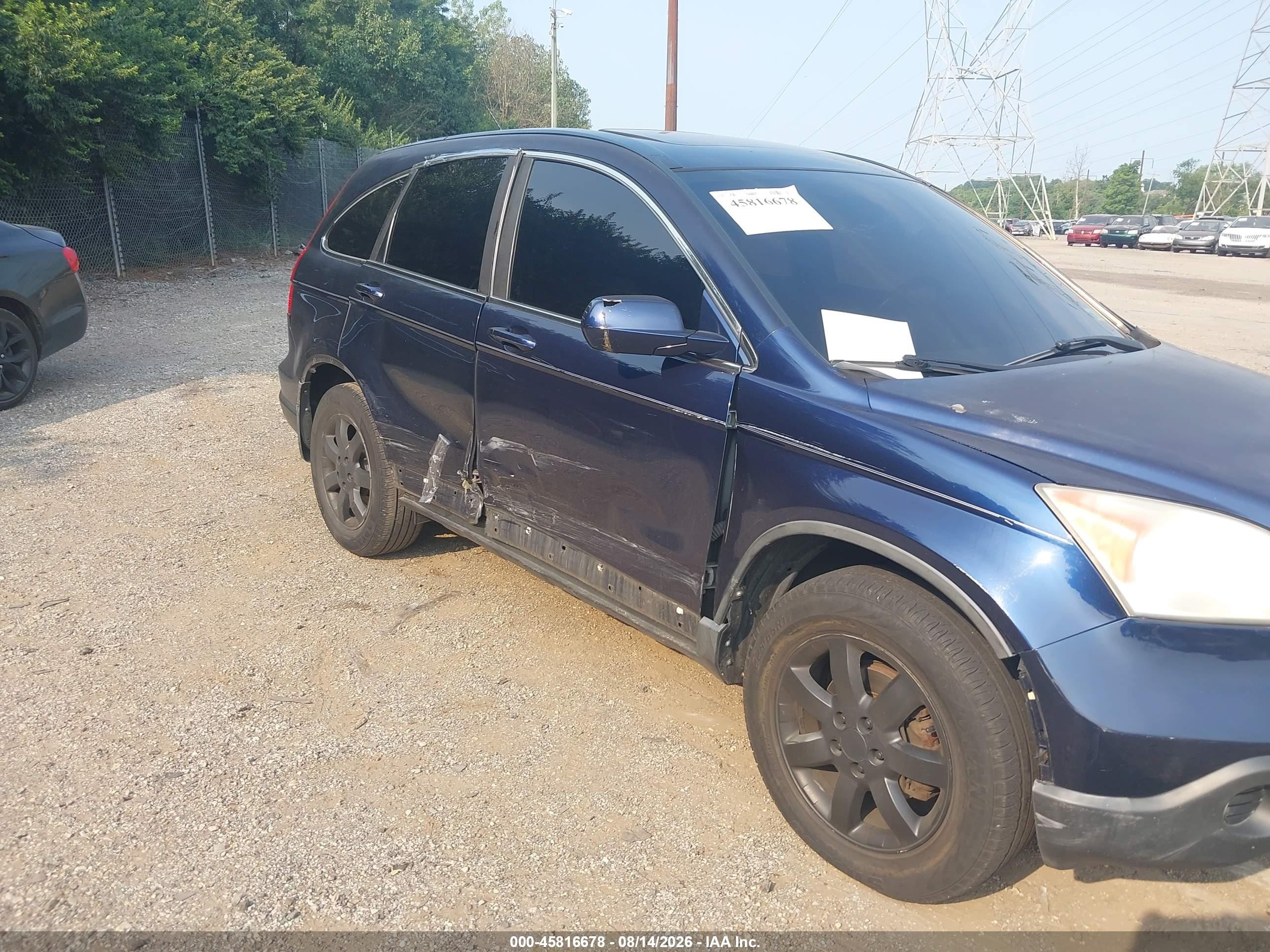 2008 Honda Cr-v Exl Dark Blue vin: 5J6RE48738L036089