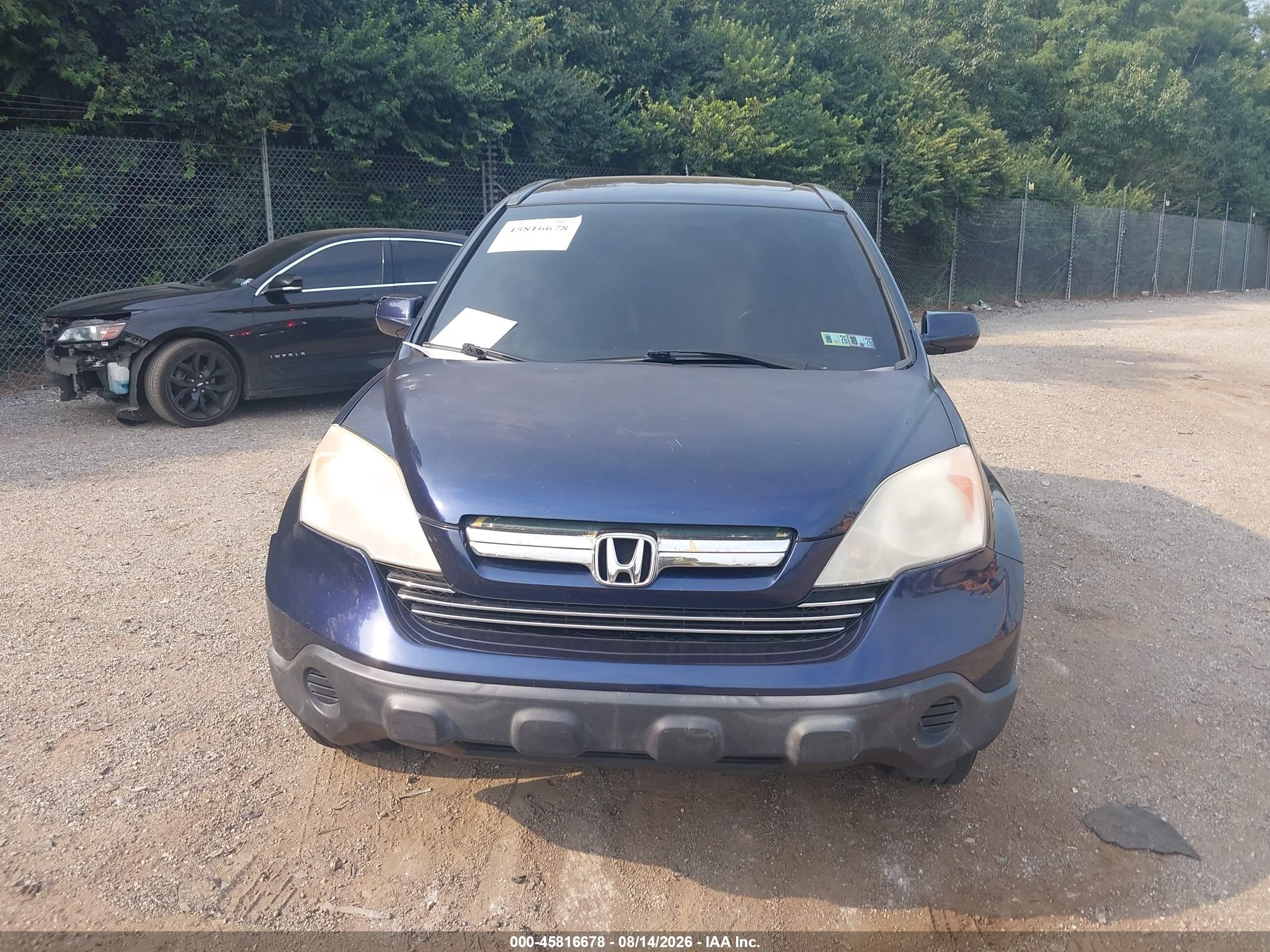 2008 Honda Cr-v Exl Dark Blue vin: 5J6RE48738L036089