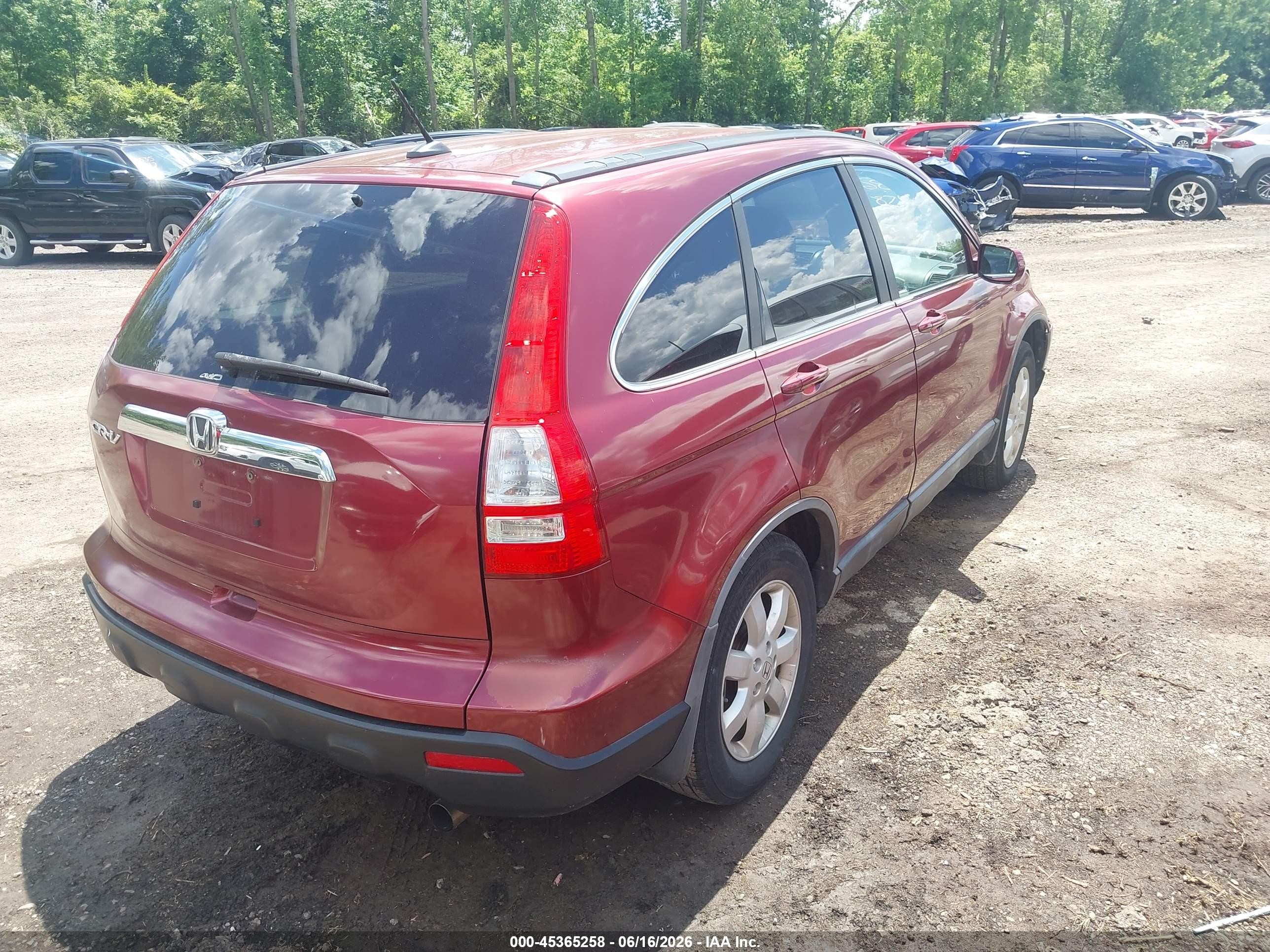 2008 Honda Cr-v Ex-l Maroon vin: 5J6RE48738L048744