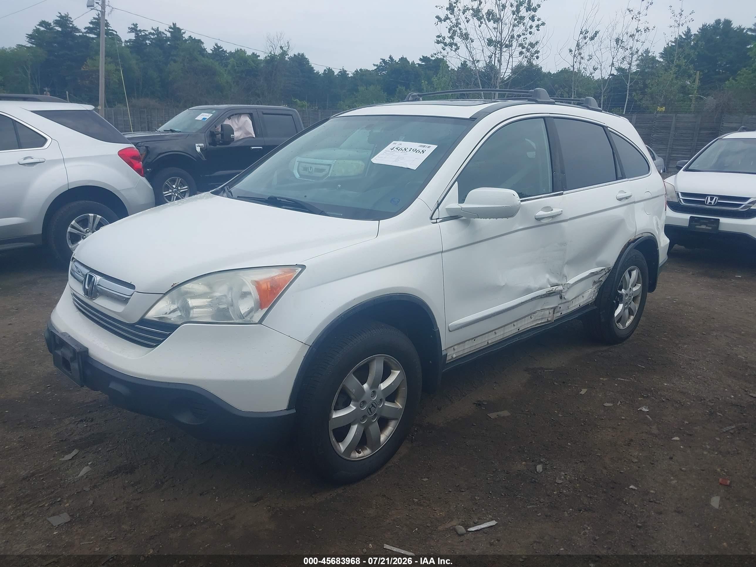 2008 Honda Cr-v Ex-l White vin: 5J6RE48738L049828