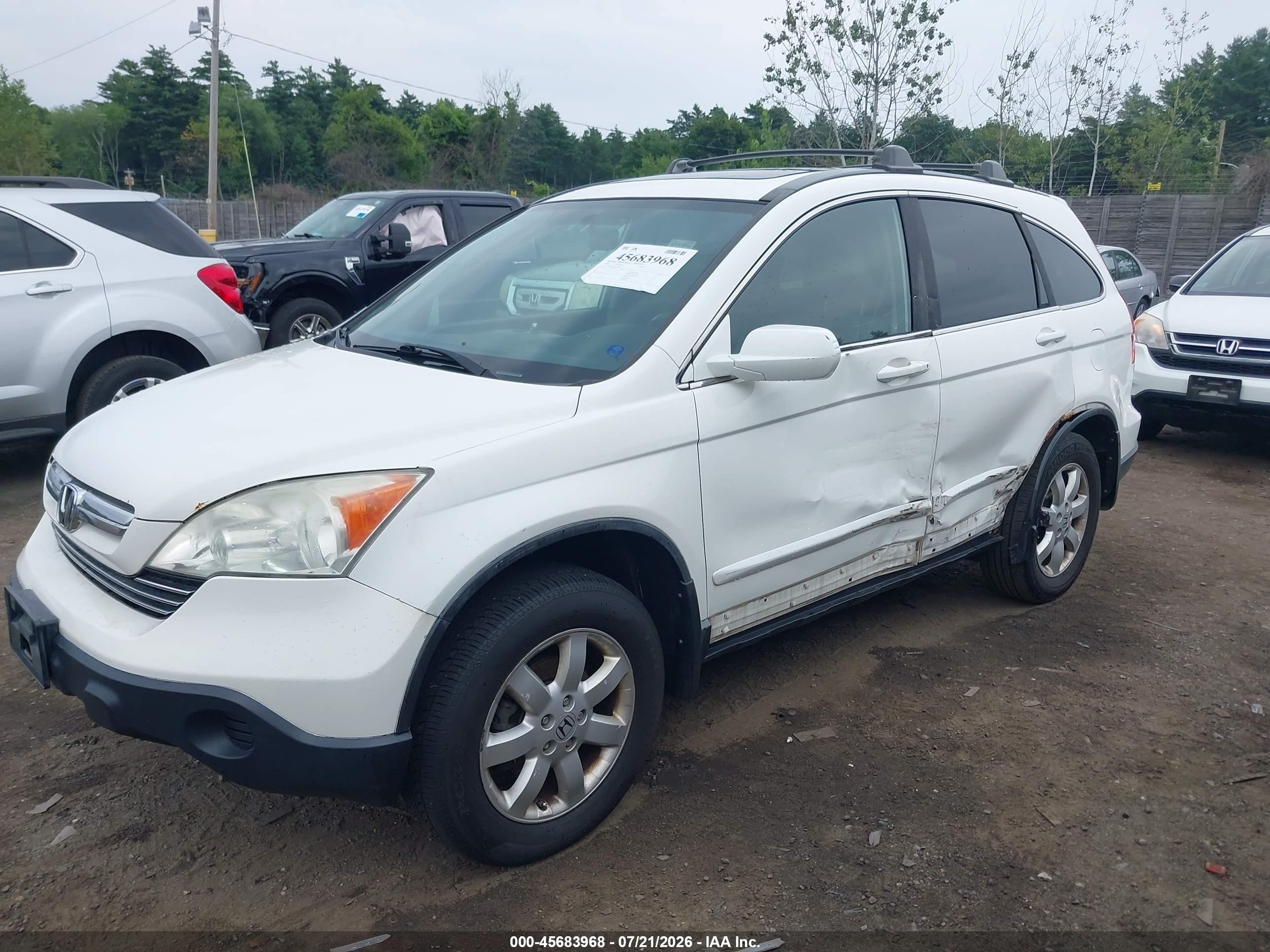 2008 Honda Cr-v Ex-l White vin: 5J6RE48738L049828