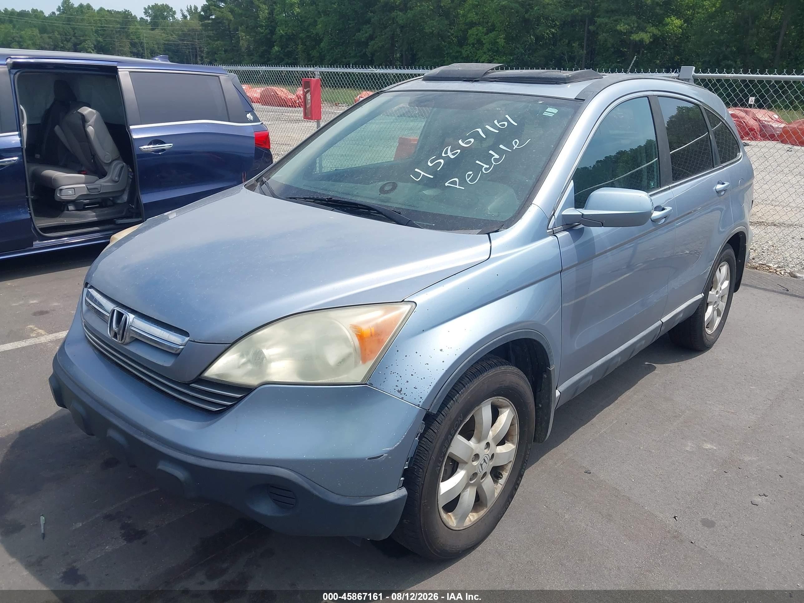2008 Honda Cr-v Ex-l Blue vin: 5J6RE48768L009792