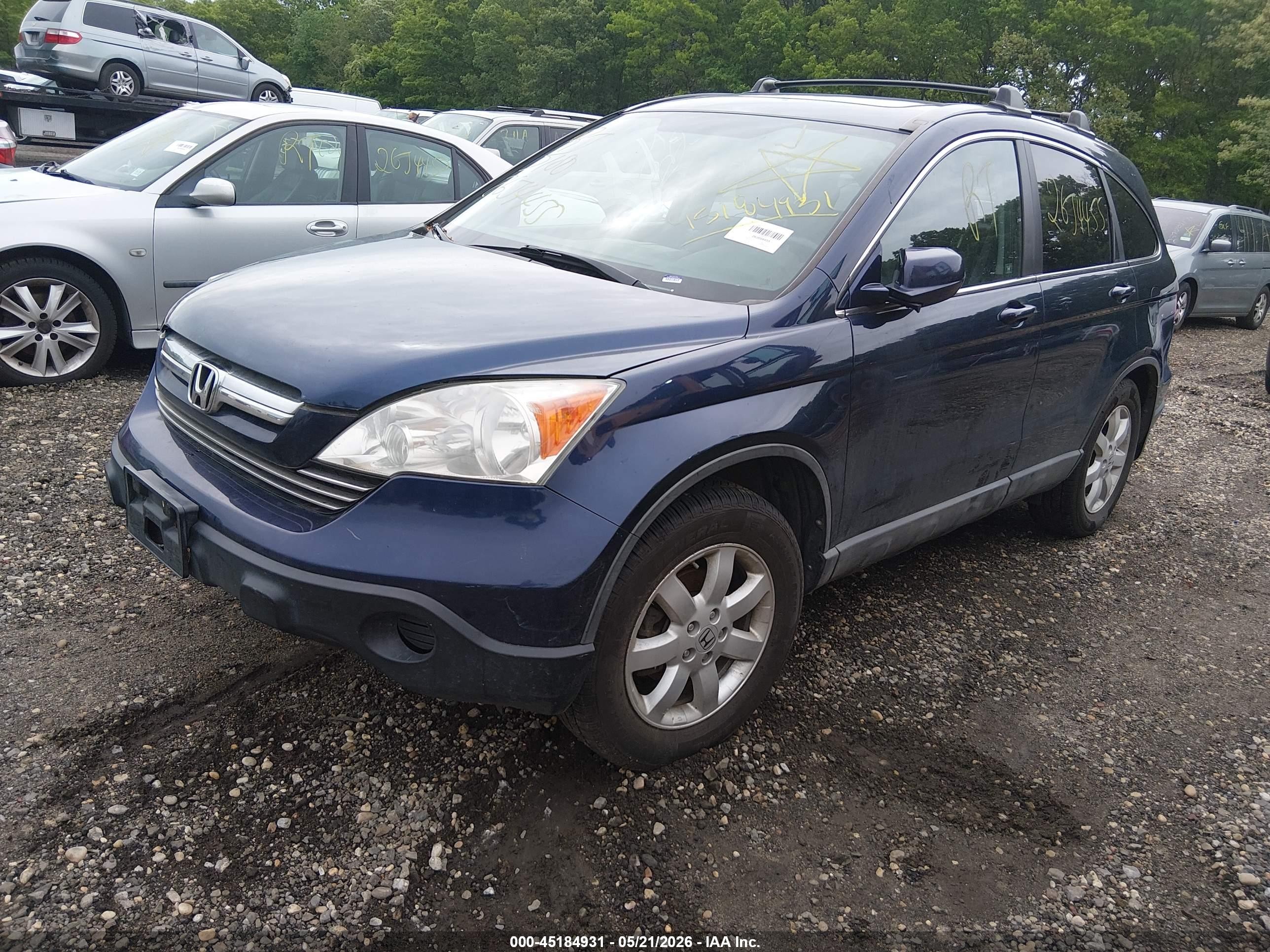 2008 Honda Cr-v Ex-l Blue vin: 5J6RE48768L045241