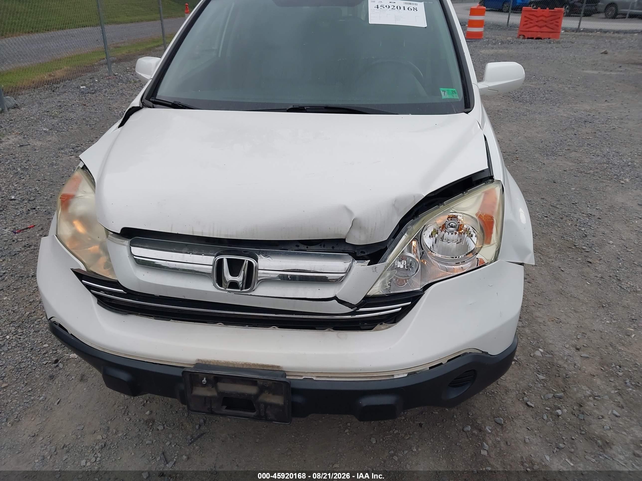 2008 Honda Cr-v Ex-l White vin: 5J6RE48778L019635