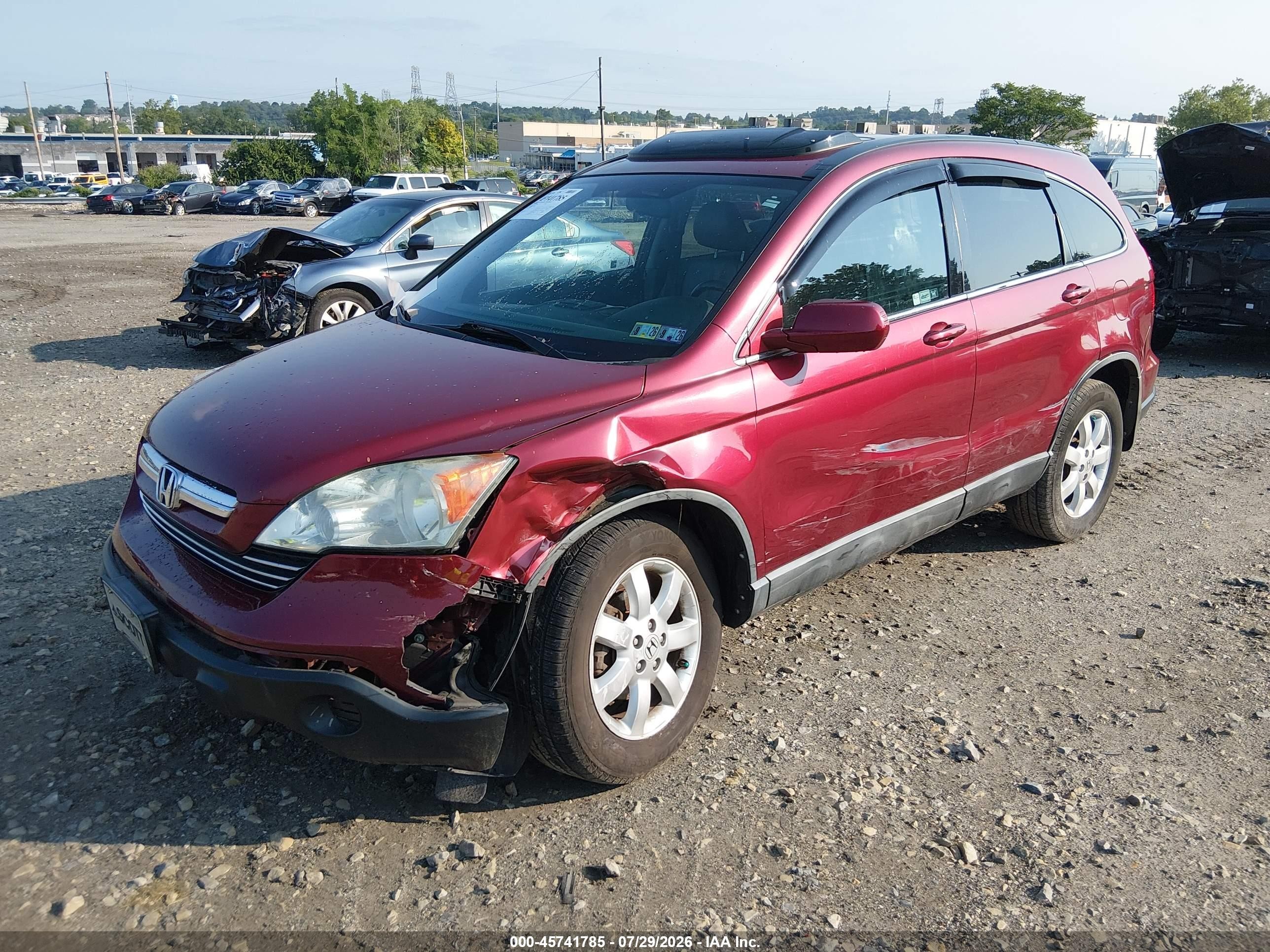 2009 Honda Cr-v Ex-l Burgundy vin: 5J6RE48779L024898