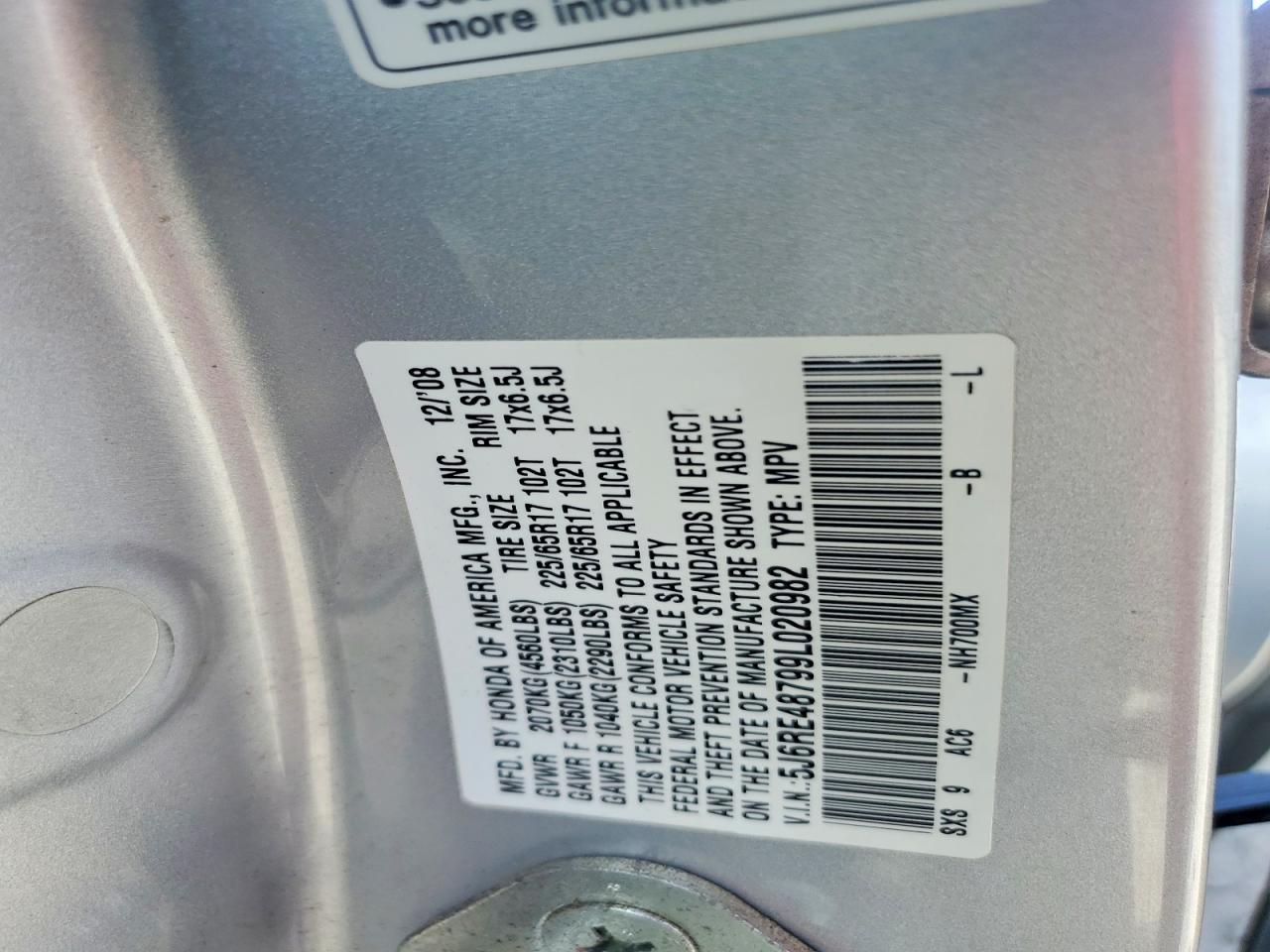 2009 Honda Cr-v Exl Silver vin: 5J6RE48799L020982