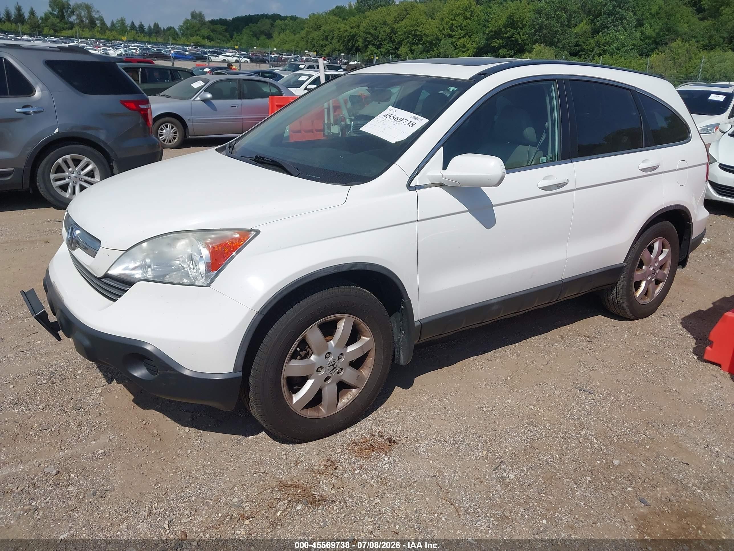 2009 Honda Cr-v Ex-l White vin: 5J6RE487X9L036740