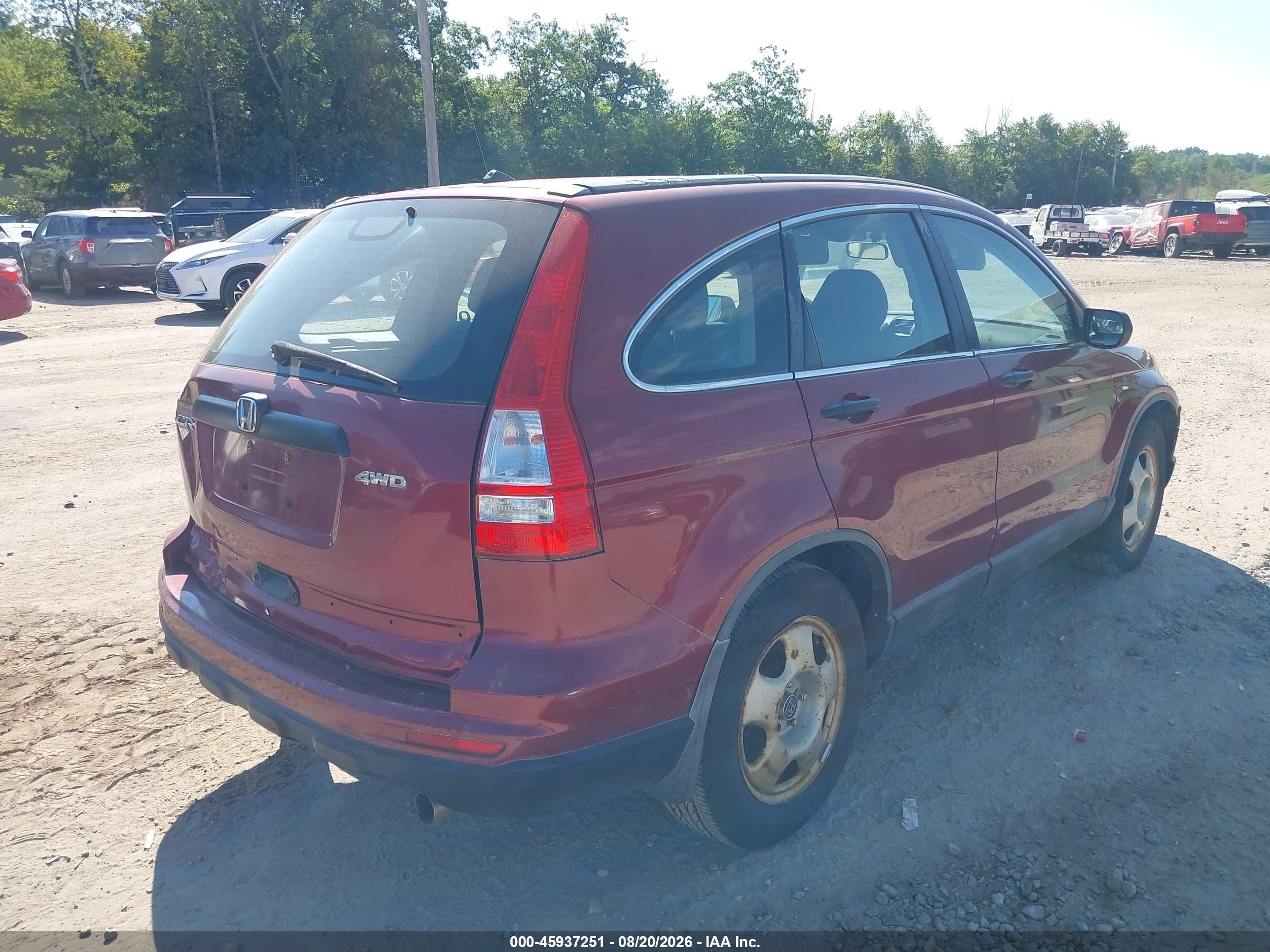 2010 Honda Cr-v Lx Red vin: 5J6RE4H30AL021102