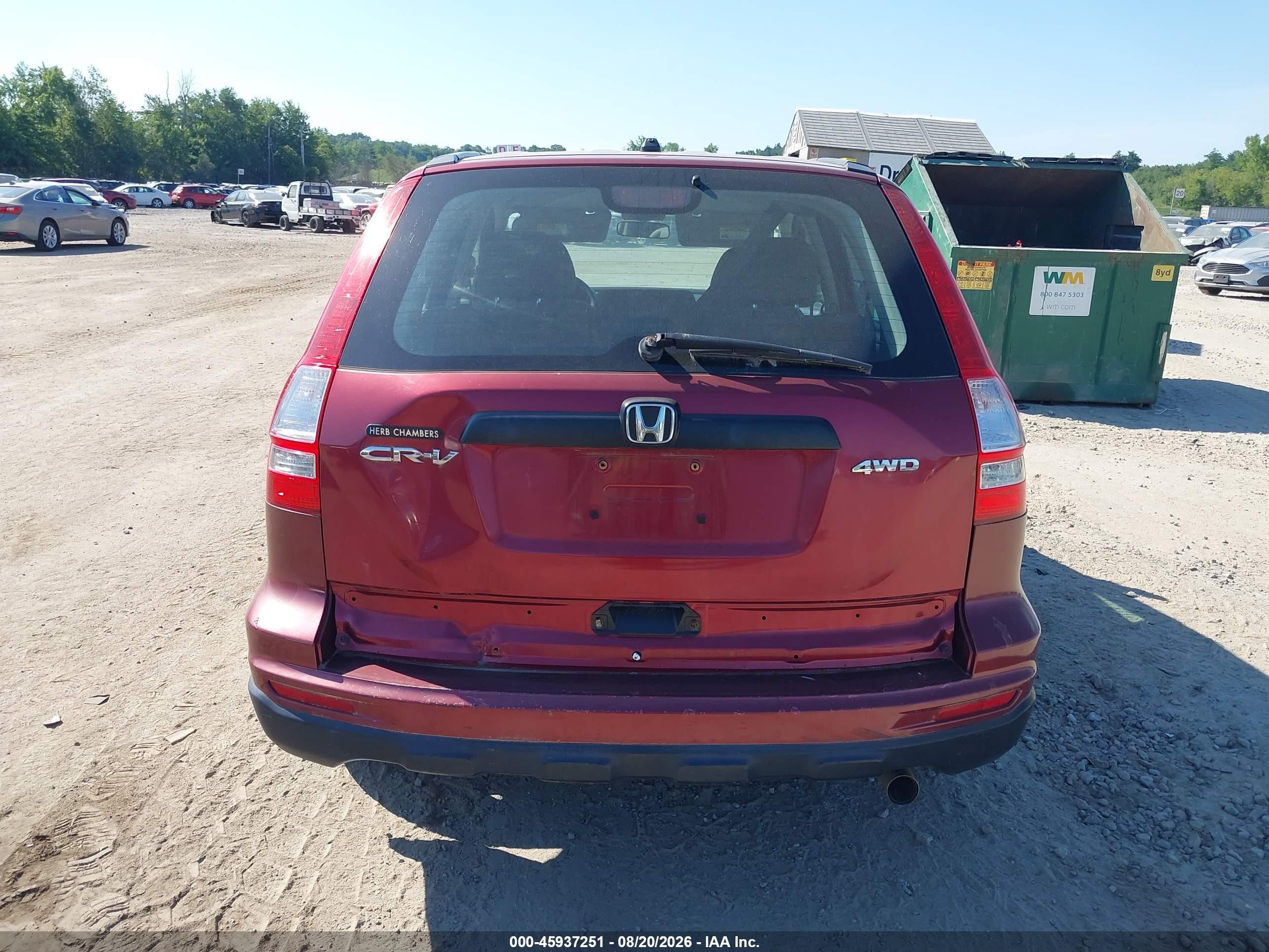 2010 Honda Cr-v Lx Red vin: 5J6RE4H30AL021102