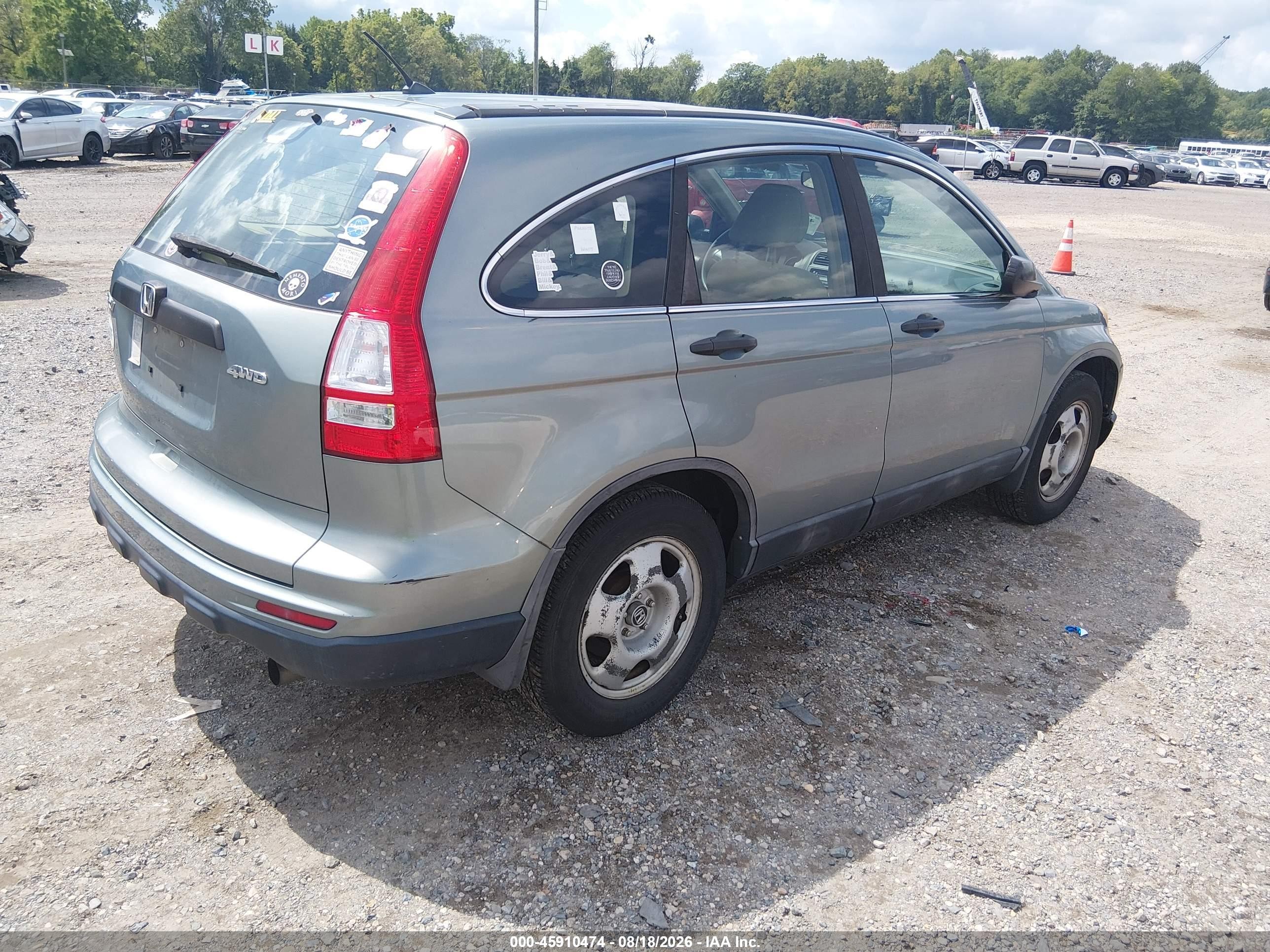 2010 Honda Cr-v Lx Green vin: 5J6RE4H31AL088730