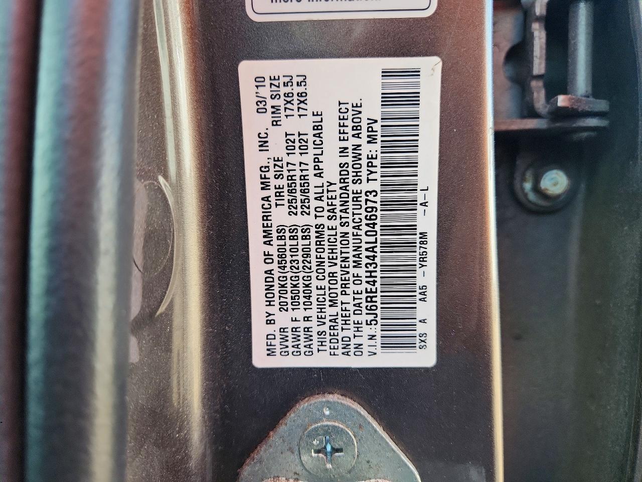 2010 Honda Cr-v Lx Gray vin: 5J6RE4H34AL046973