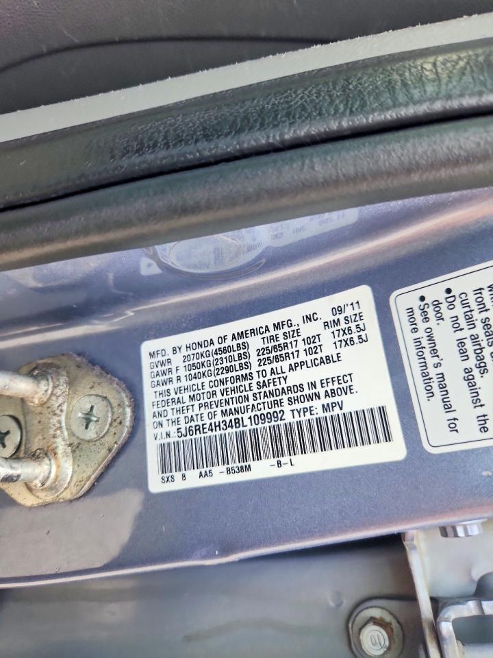 2011 Honda Cr-v Lx Blue vin: 5J6RE4H34BL109992