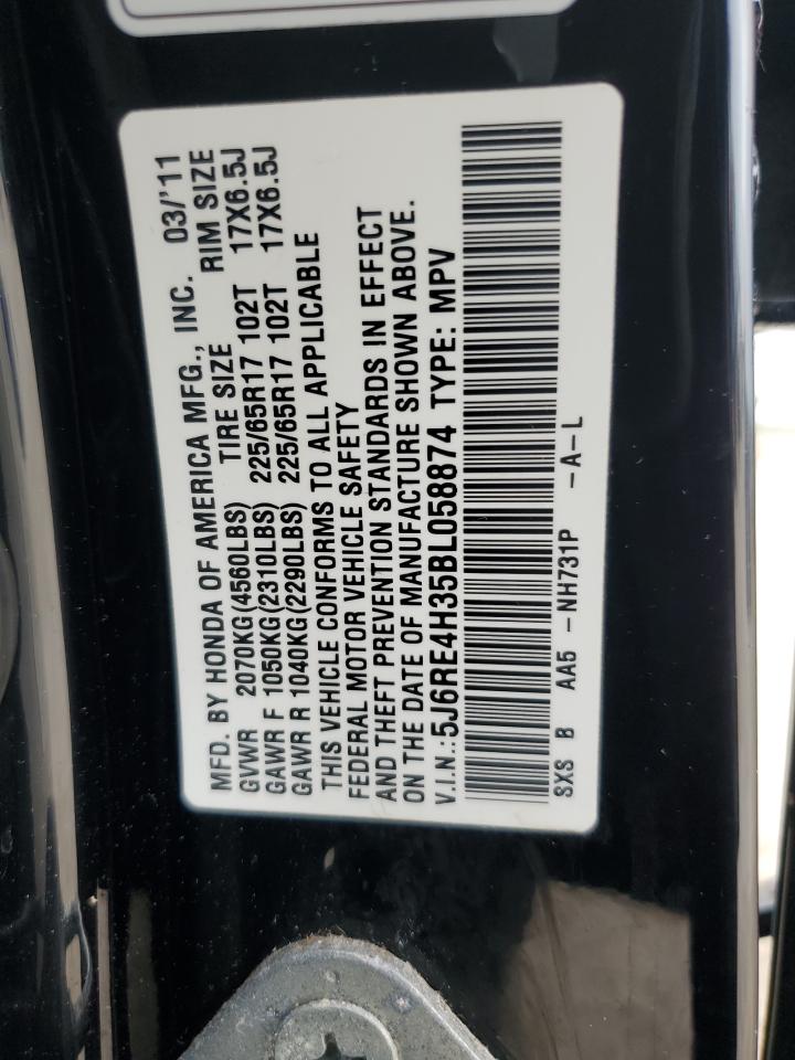2011 Honda Cr-v Lx Black vin: 5J6RE4H35BL058874