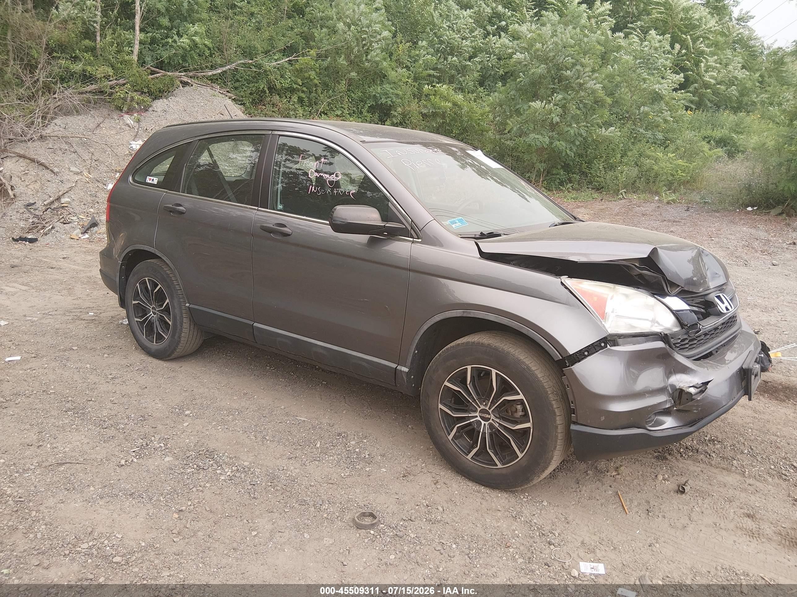 2010 Honda Cr-v Lx Gray vin: 5J6RE4H36AL030676