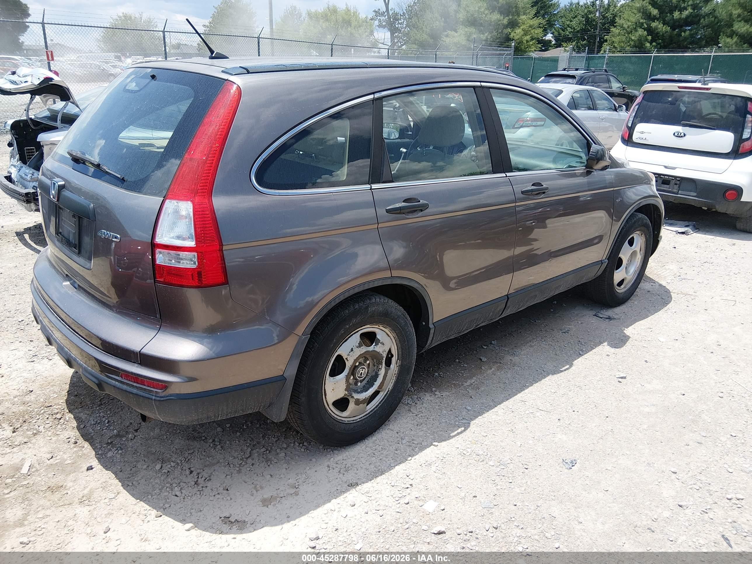 2010 Honda Cr-v Lx Gray vin: 5J6RE4H38AL073447