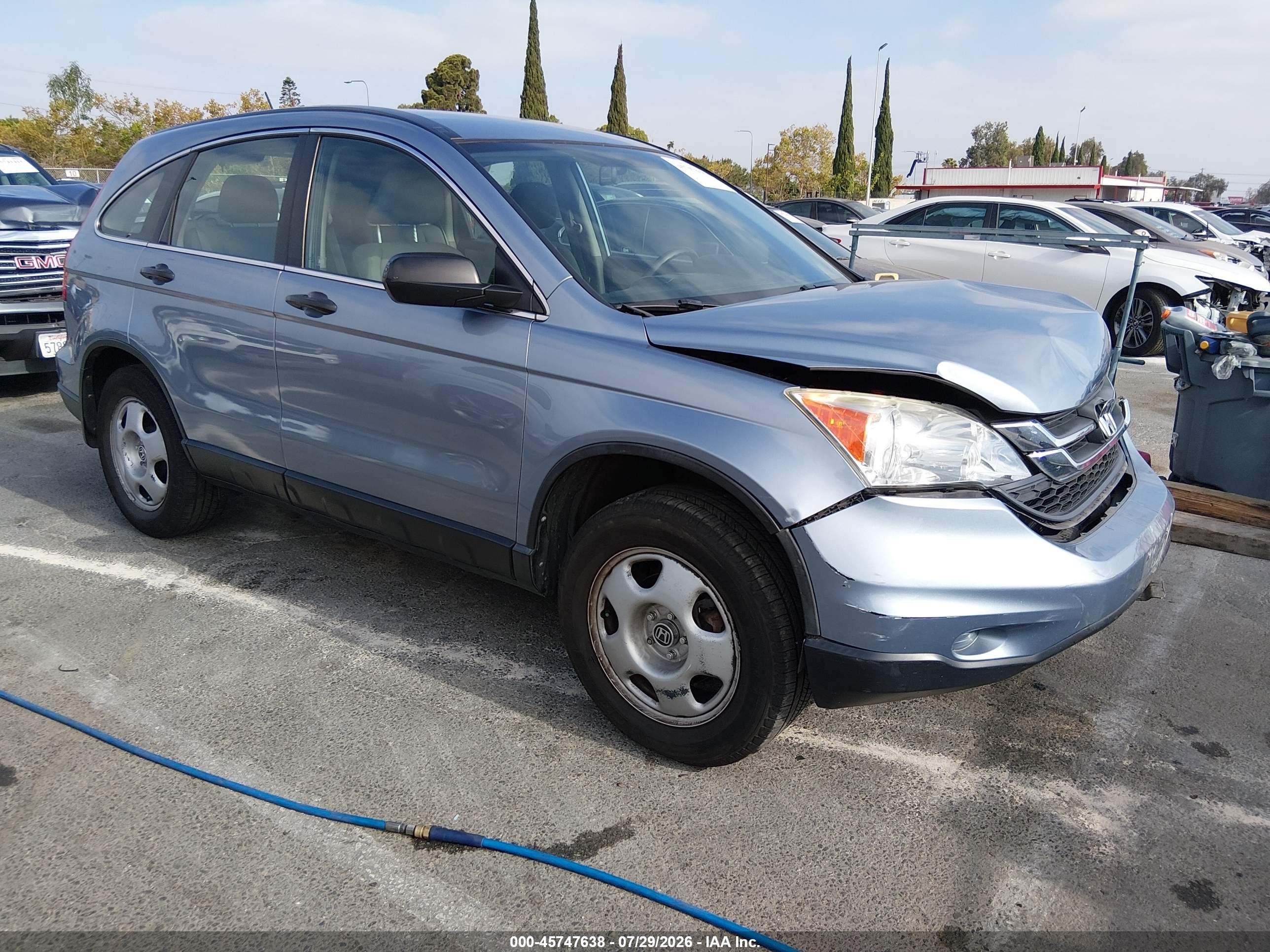 2010 Honda Cr-v Lx Blue vin: 5J6RE4H38AL080981
