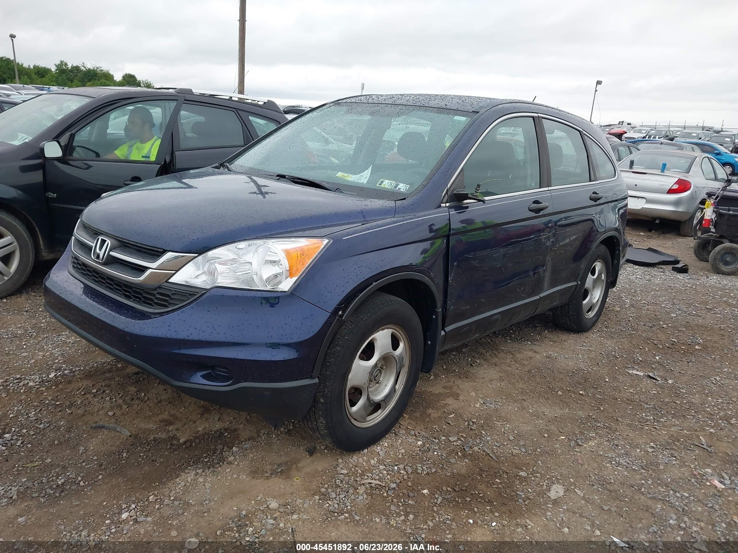 2010 Honda Cr-v Lx Blue vin: 5J6RE4H3XAL051661