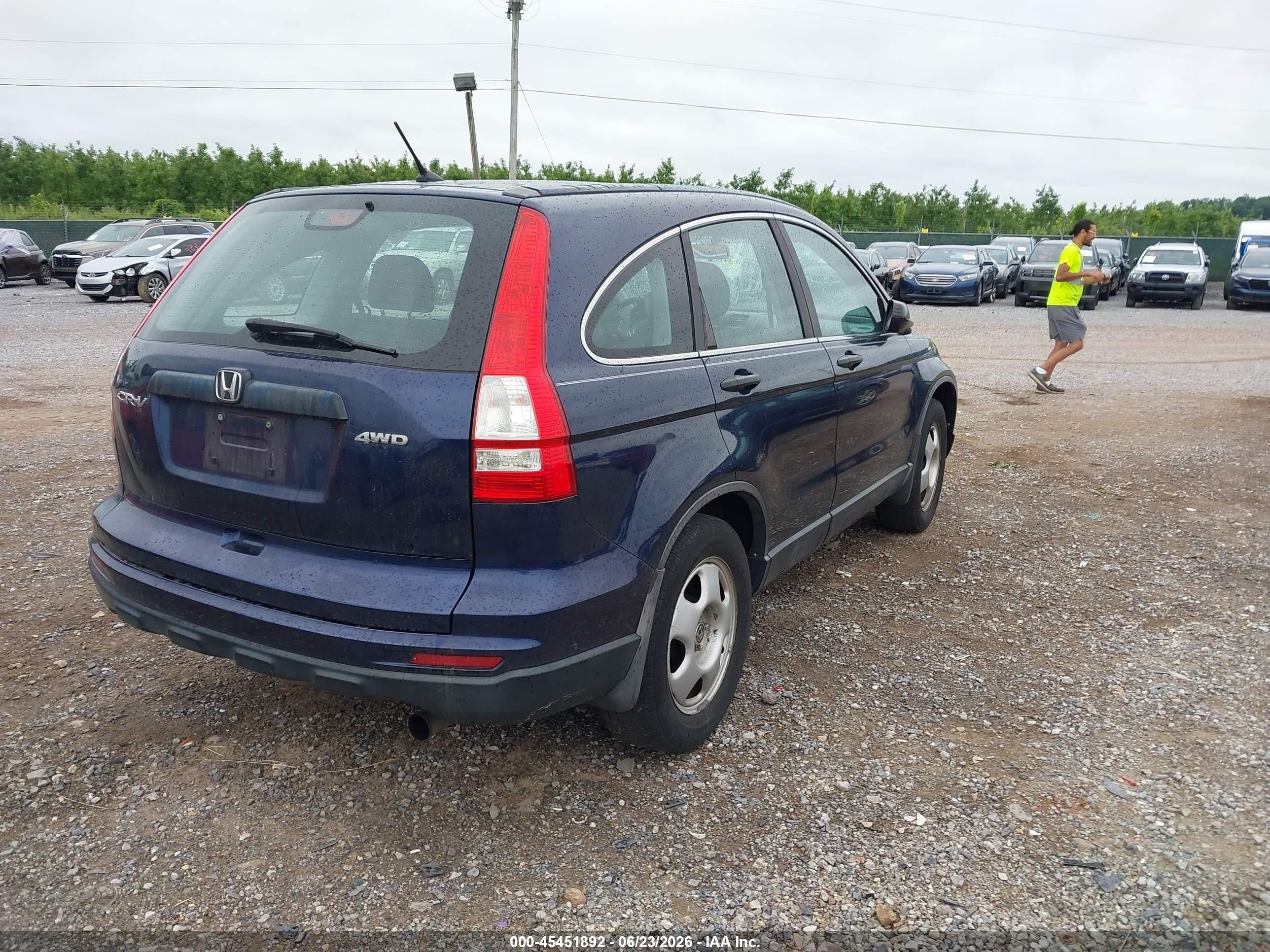 2010 Honda Cr-v Lx Blue vin: 5J6RE4H3XAL051661