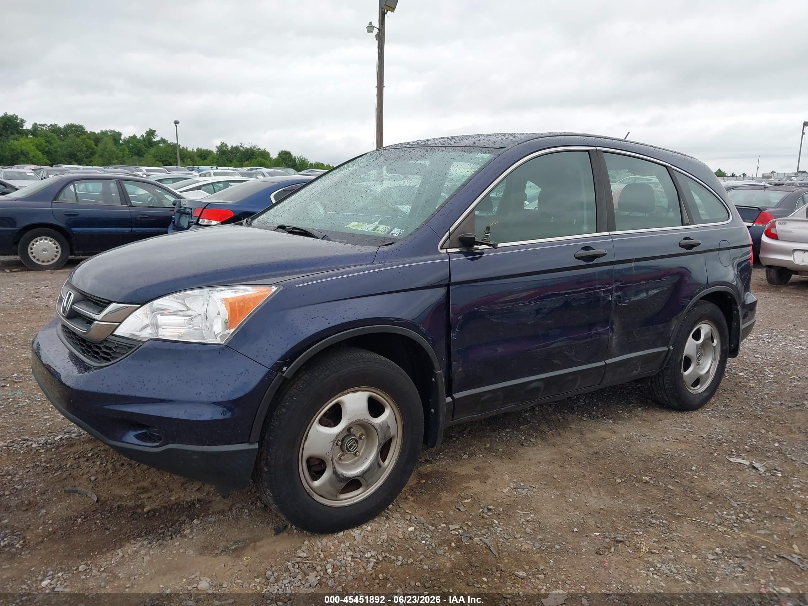 2010 Honda Cr-v Lx Blue vin: 5J6RE4H3XAL051661