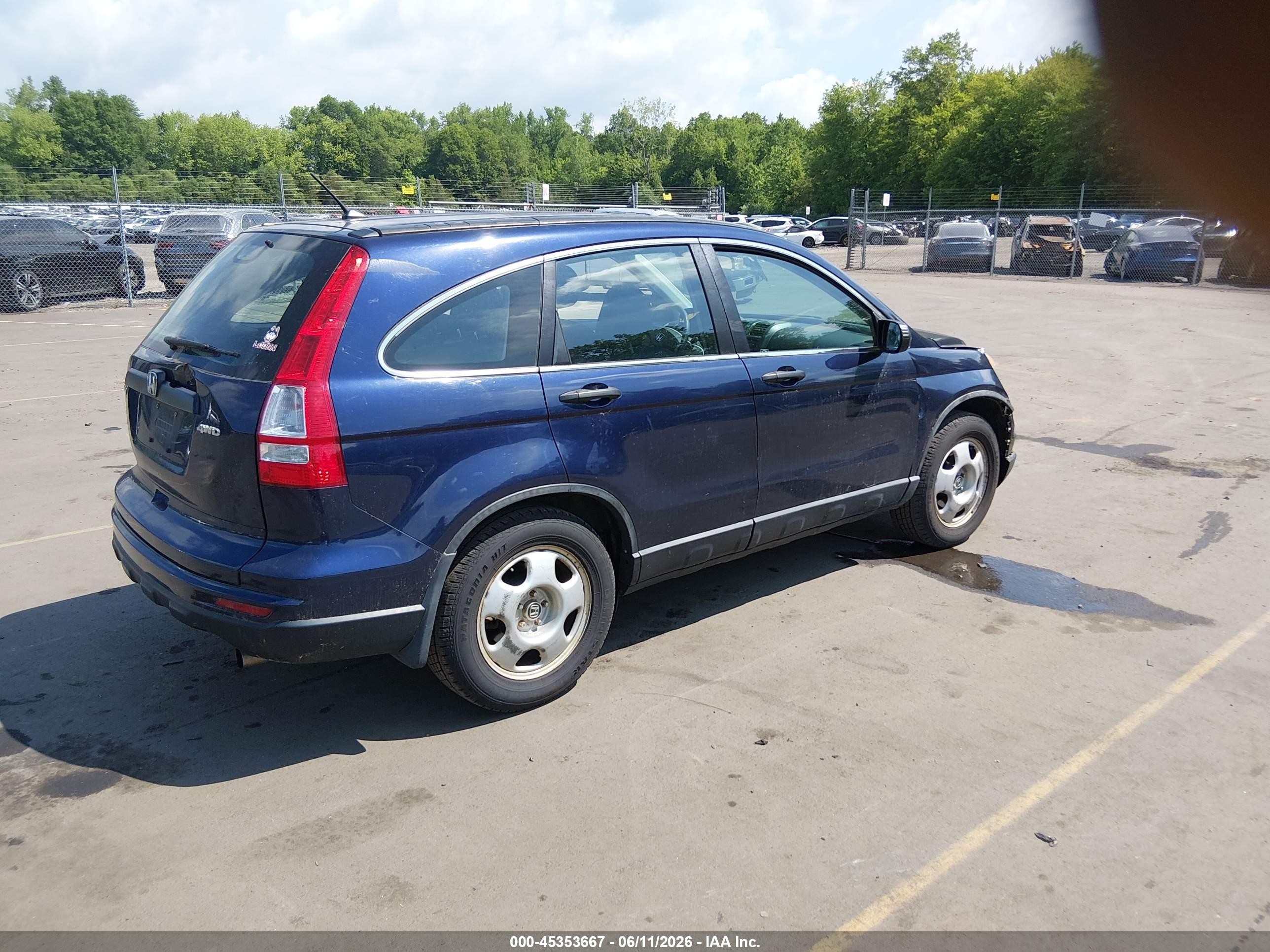 2010 Honda Cr-v Lx Blue vin: 5J6RE4H3XAL091593