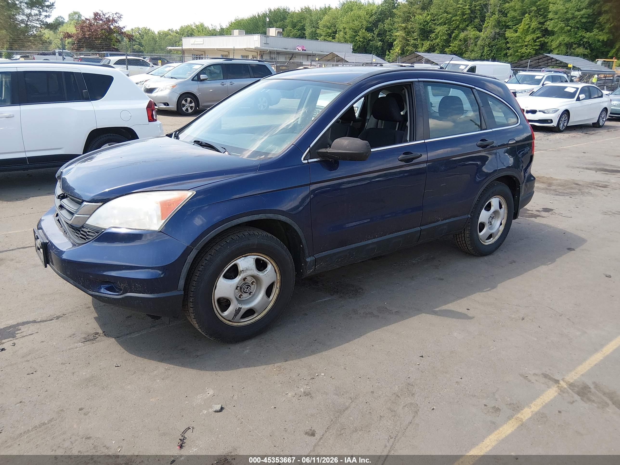 2010 Honda Cr-v Lx Blue vin: 5J6RE4H3XAL091593