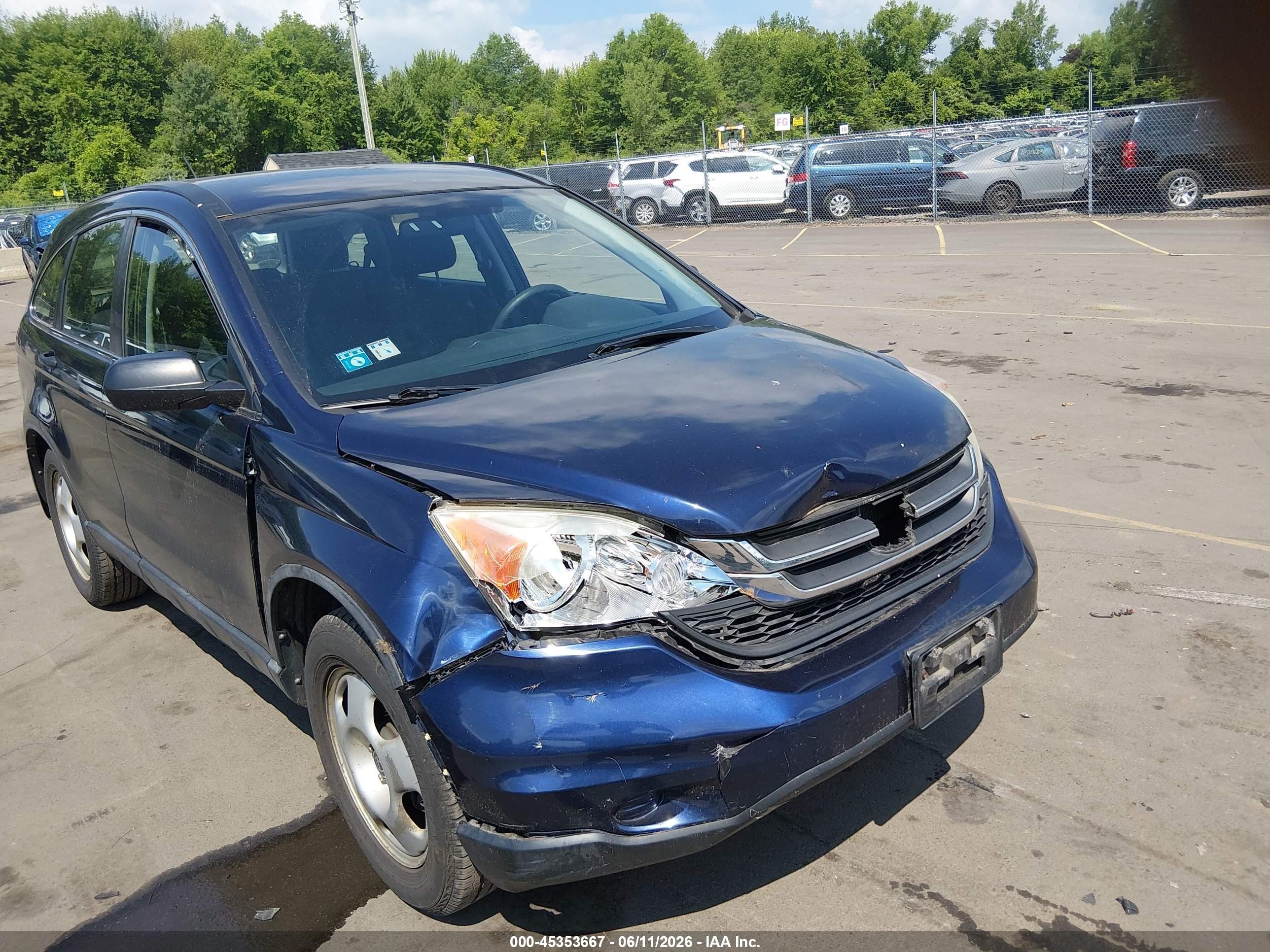 2010 Honda Cr-v Lx Blue vin: 5J6RE4H3XAL091593