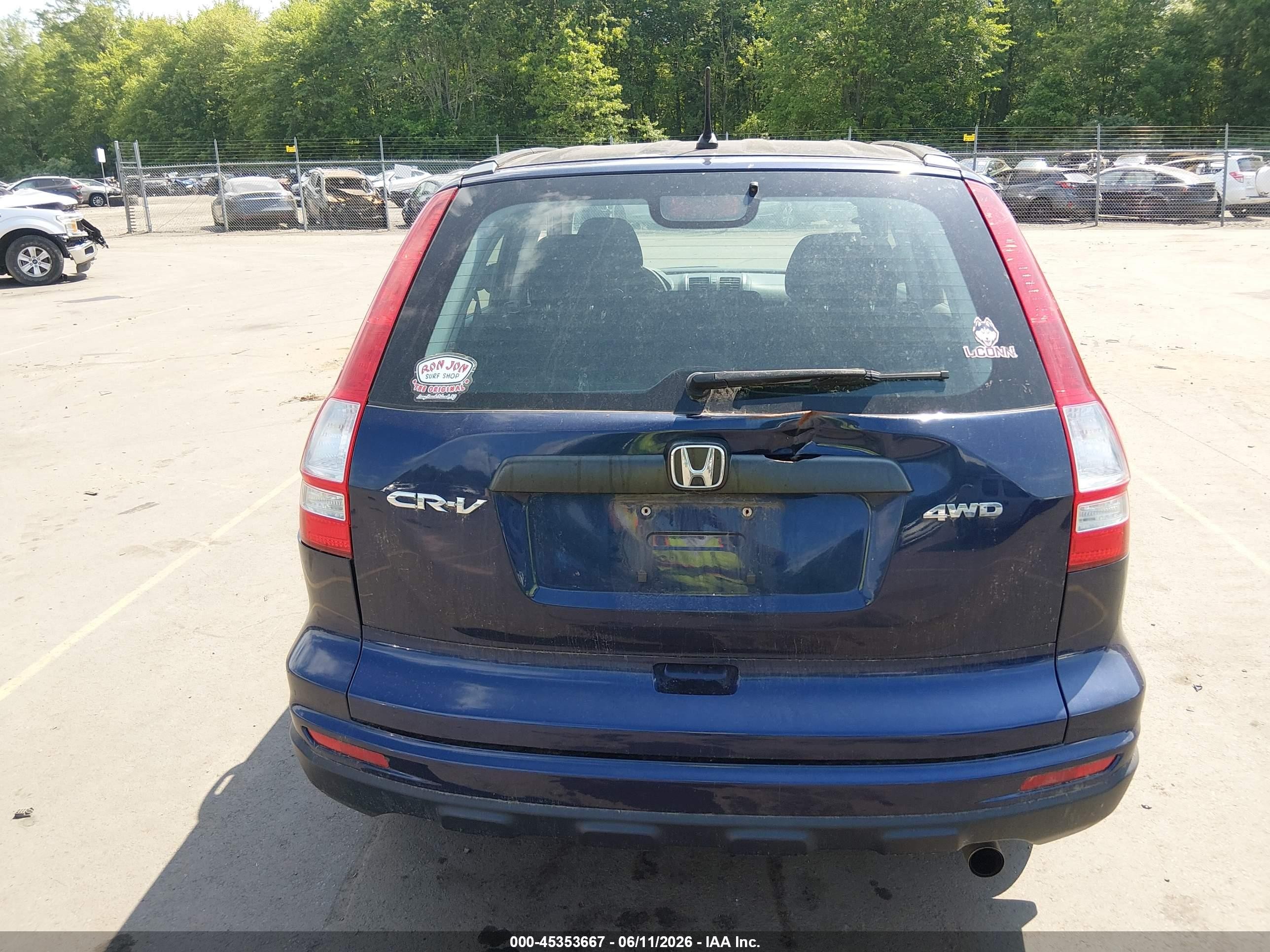 2010 Honda Cr-v Lx Blue vin: 5J6RE4H3XAL091593