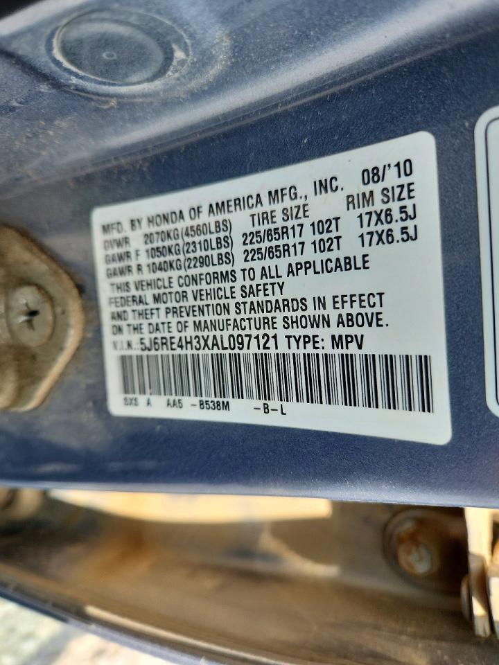 2010 Honda Cr-v Lx Blue vin: 5J6RE4H3XAL097121