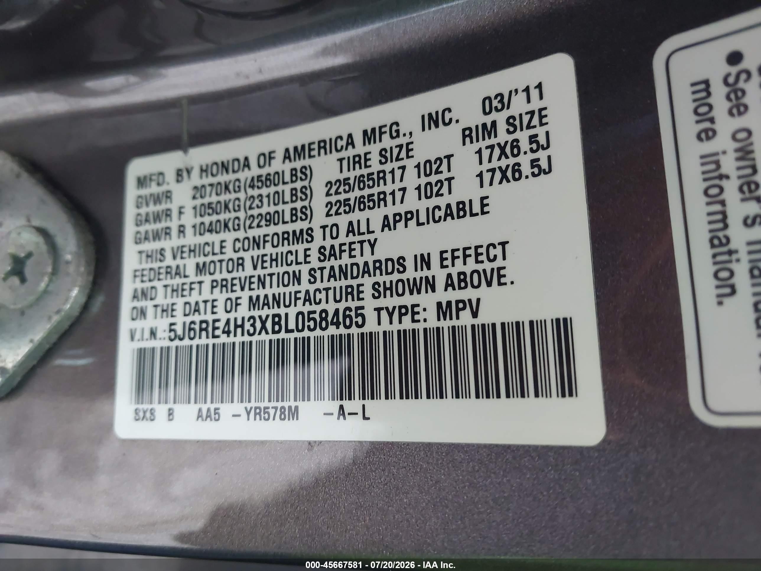 2011 Honda Cr-v Lx Silver vin: 5J6RE4H3XBL058465