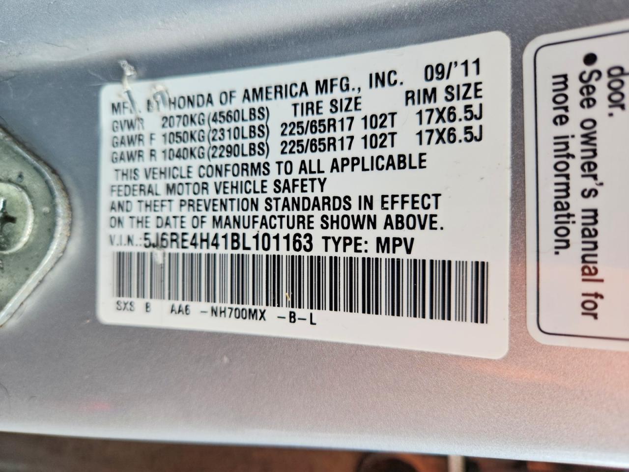 2011 Honda Cr-v Se Silver vin: 5J6RE4H41BL101163