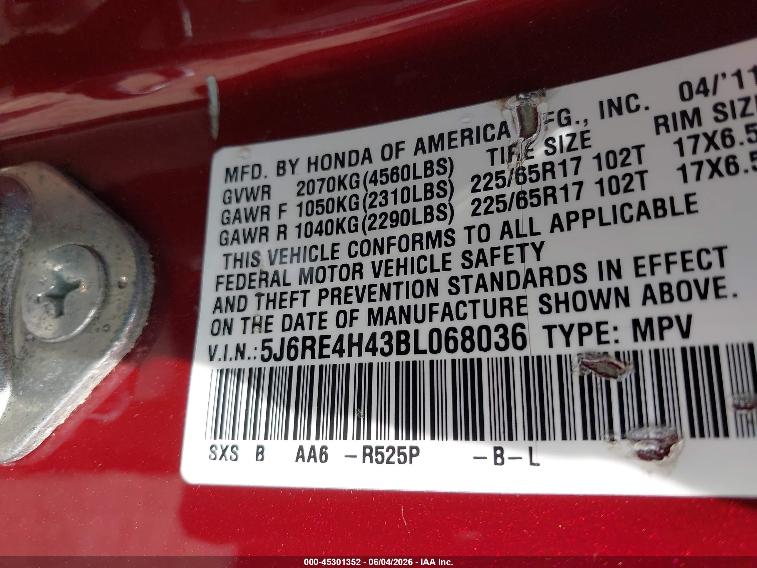 2011 Honda Cr-v Se Red vin: 5J6RE4H43BL068036