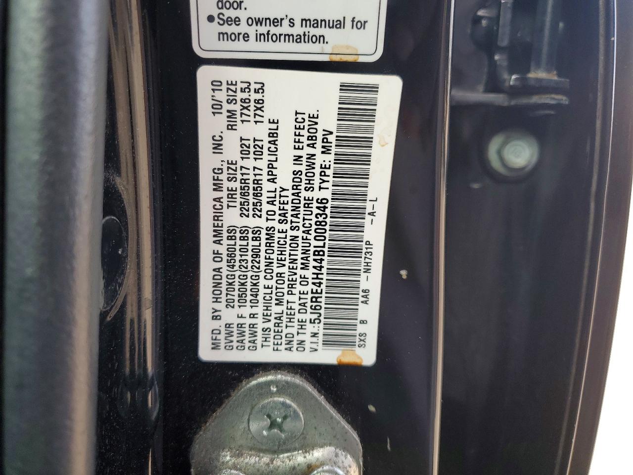 2011 Honda Cr-v Se Black vin: 5J6RE4H44BL008346
