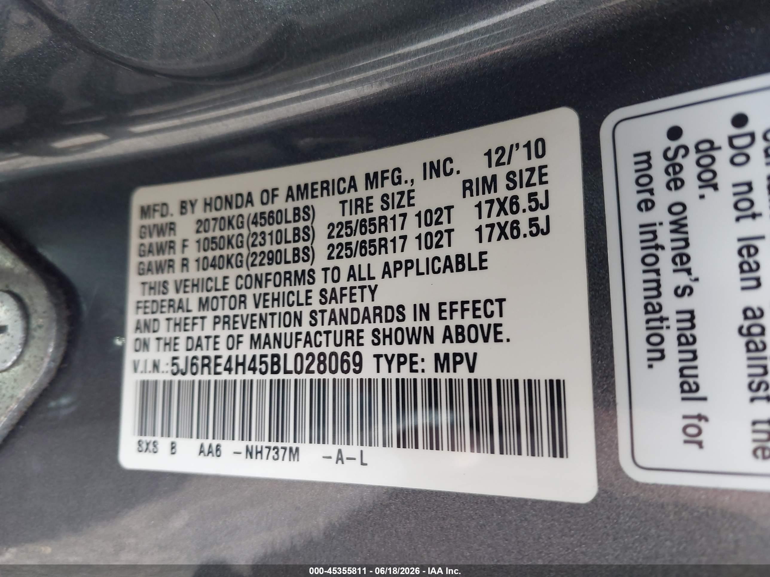2011 Honda Cr-v Se Gray vin: 5J6RE4H45BL028069