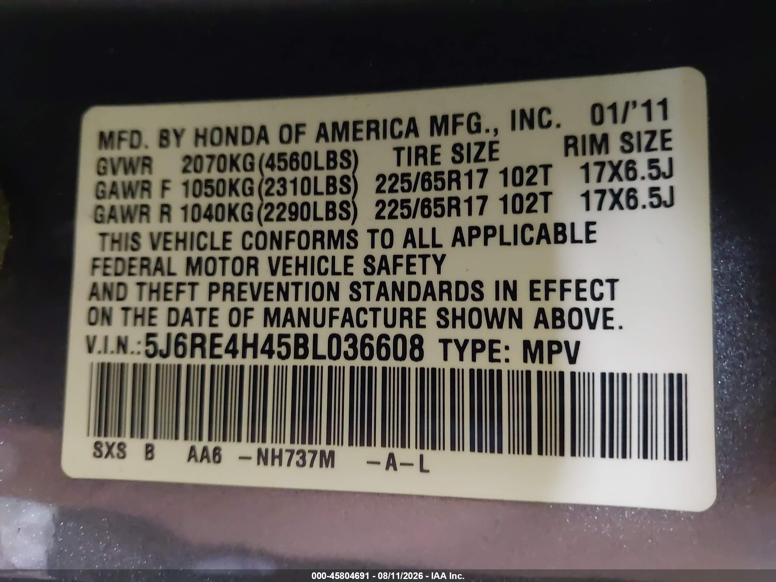 2011 Honda Cr-v Se Gray vin: 5J6RE4H45BL036608