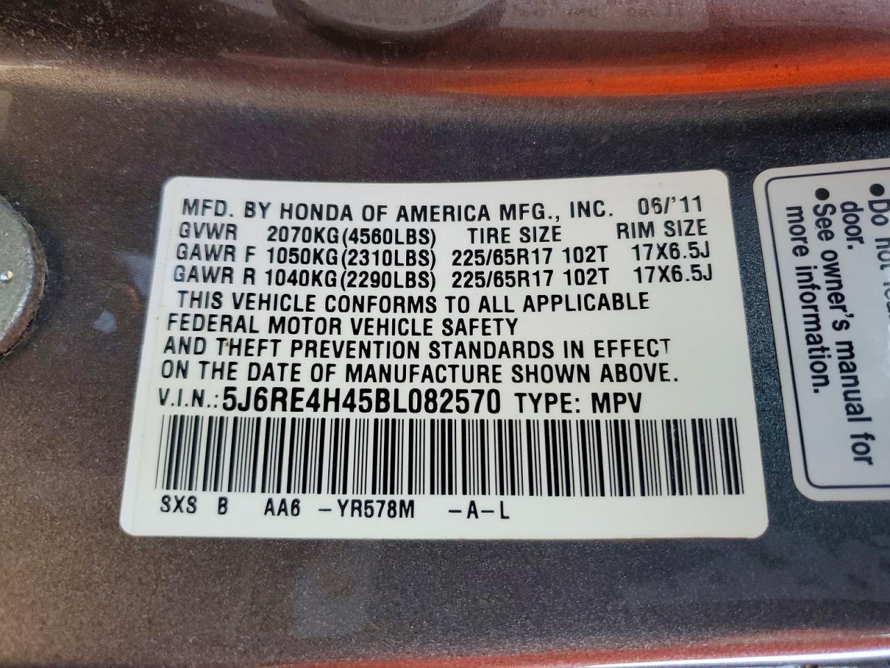 2011 Honda Cr-v Se Gray vin: 5J6RE4H45BL082570