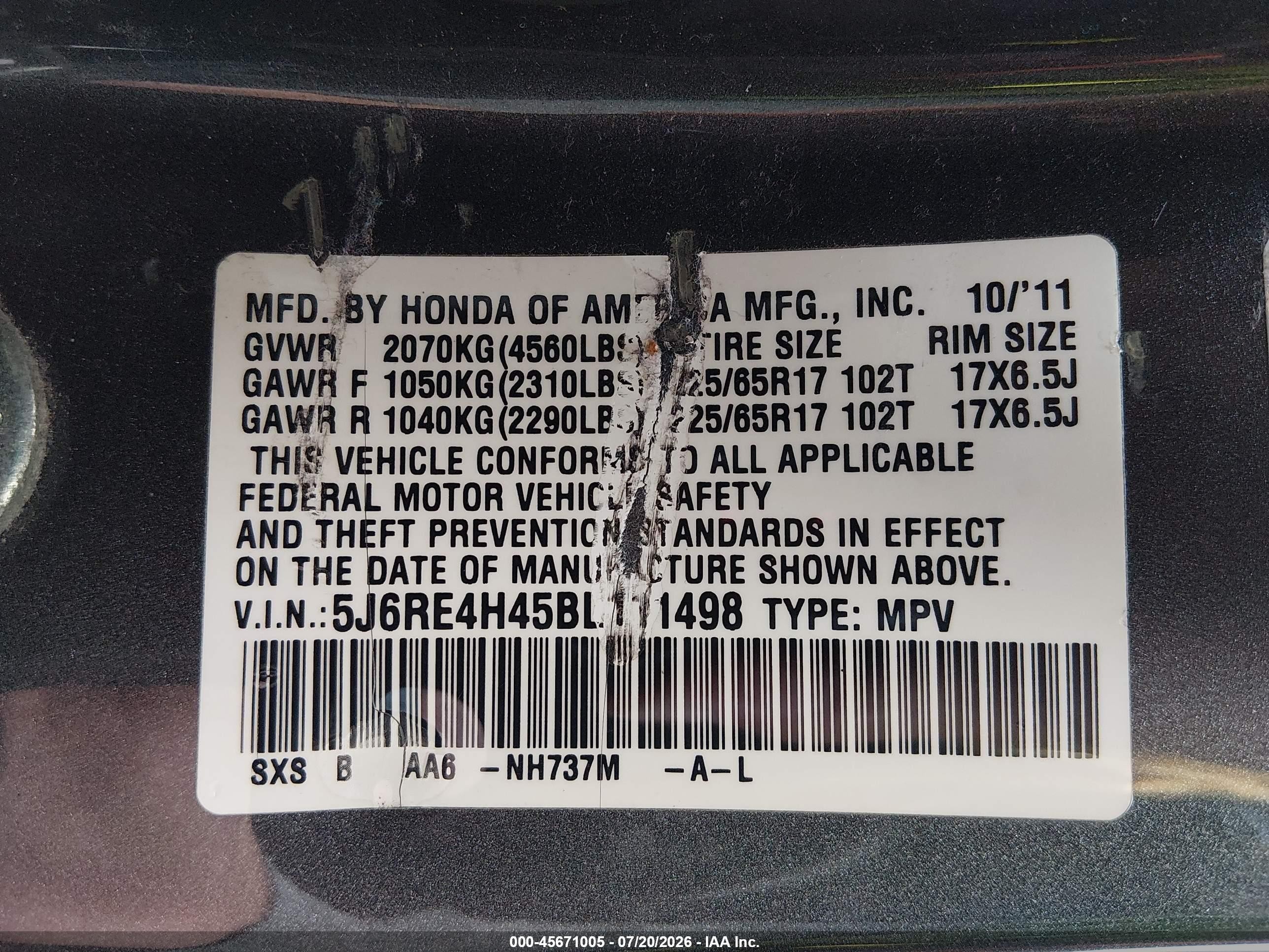 2011 Honda Cr-v Se Gray vin: 5J6RE4H45BL111498