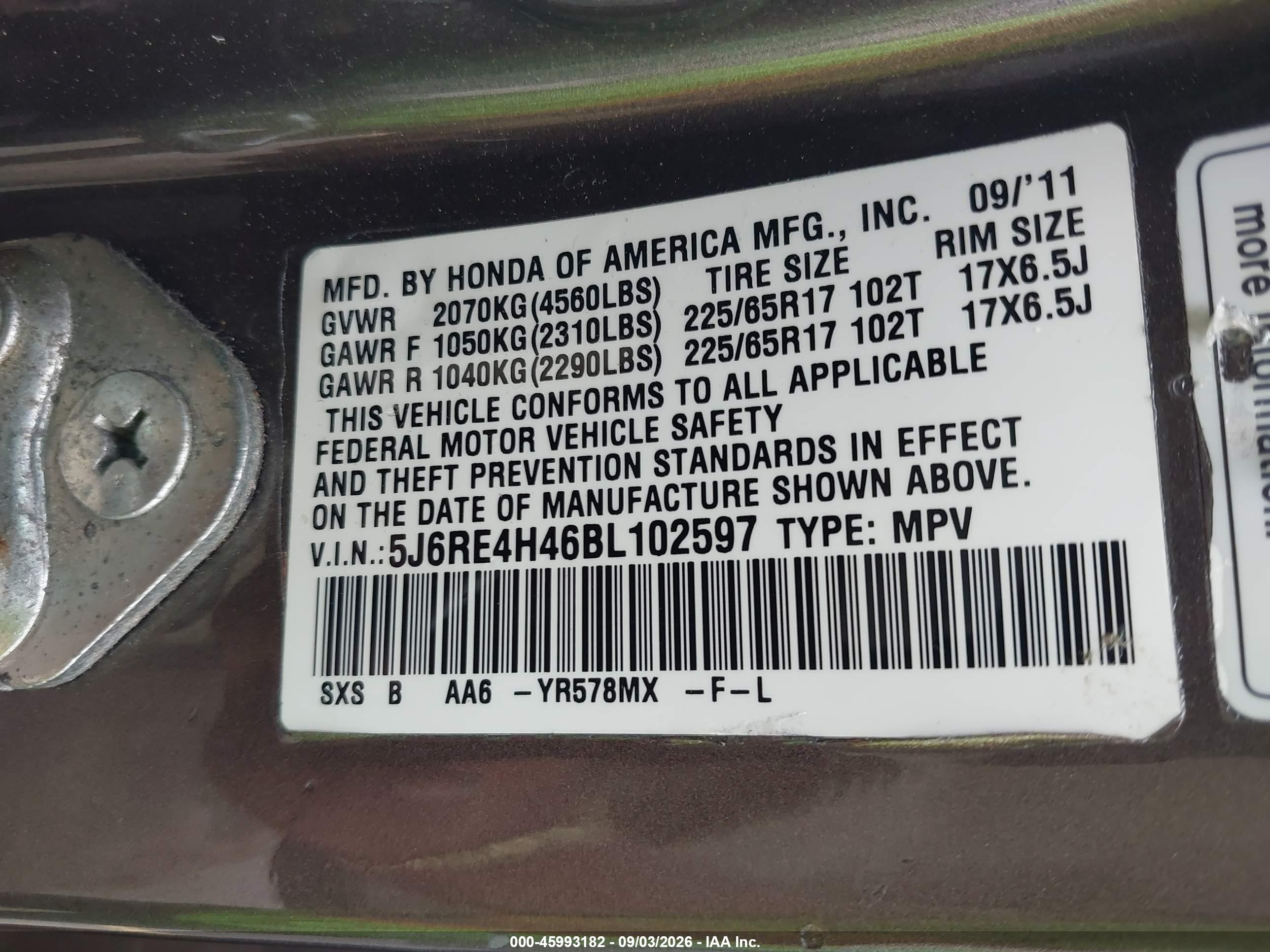 2011 Honda Cr-v Se Brown vin: 5J6RE4H46BL102597